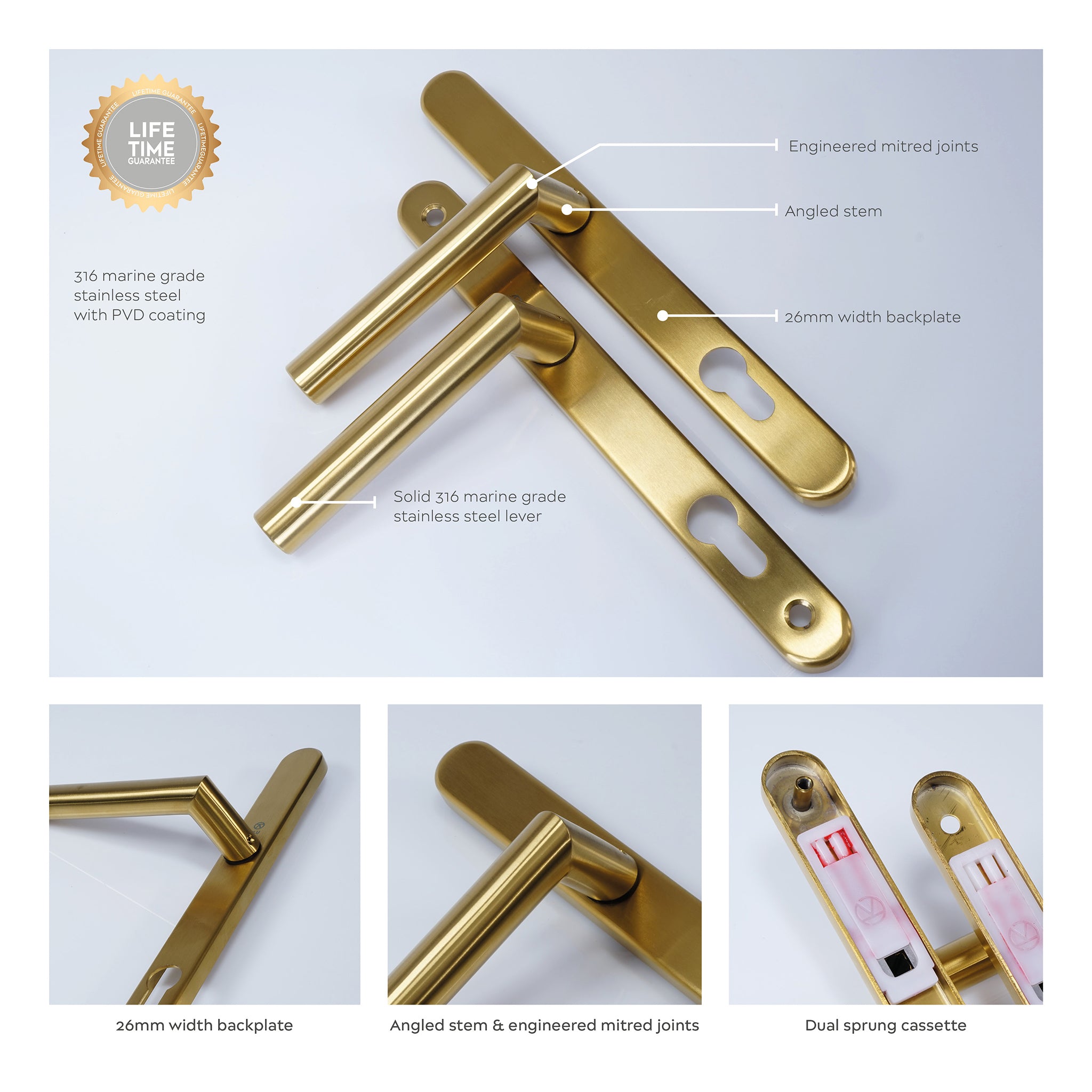 Kantel Door Handle | PVD Stainless Satin Brass