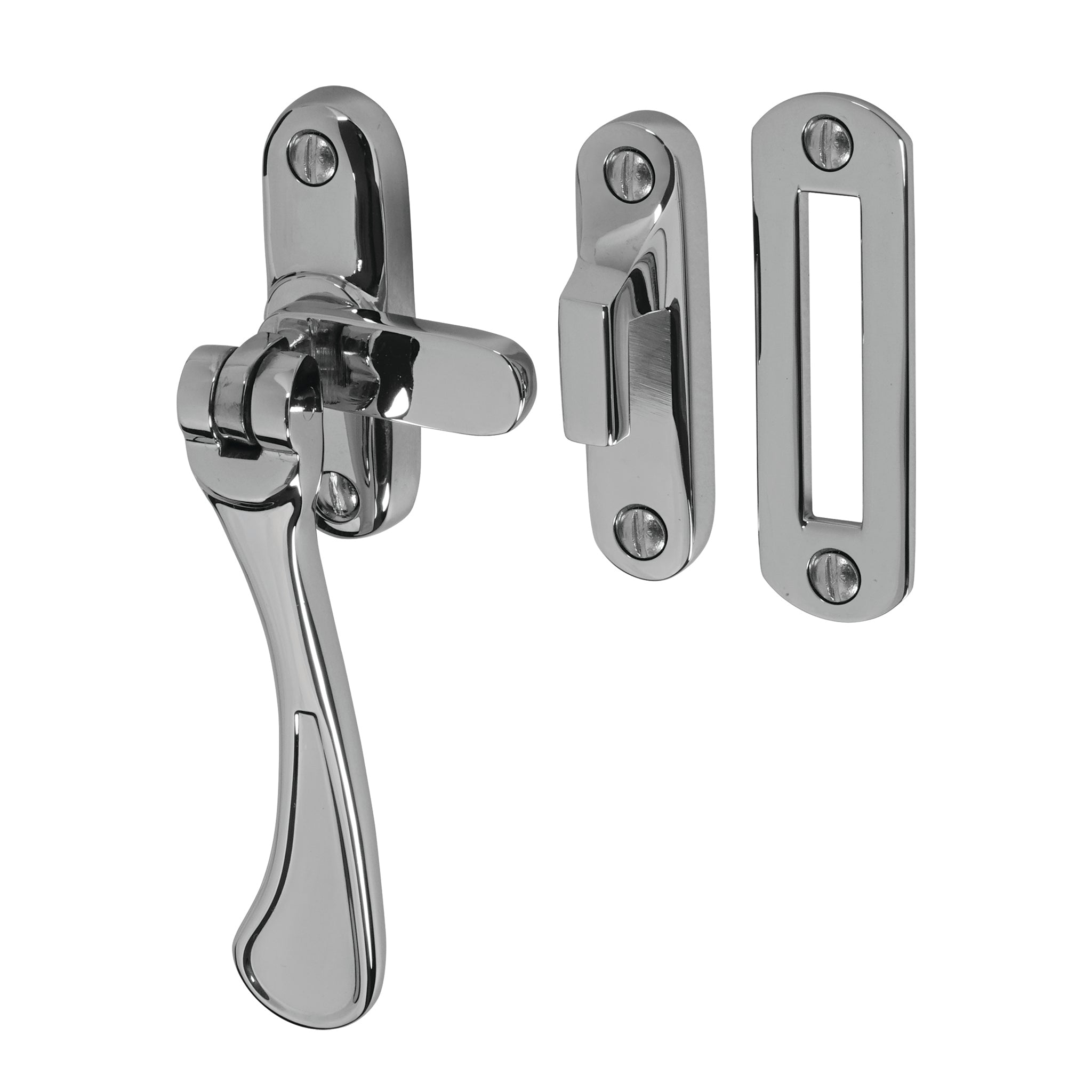 Traditional Spoon End Casement Fastener | Polished Chrome