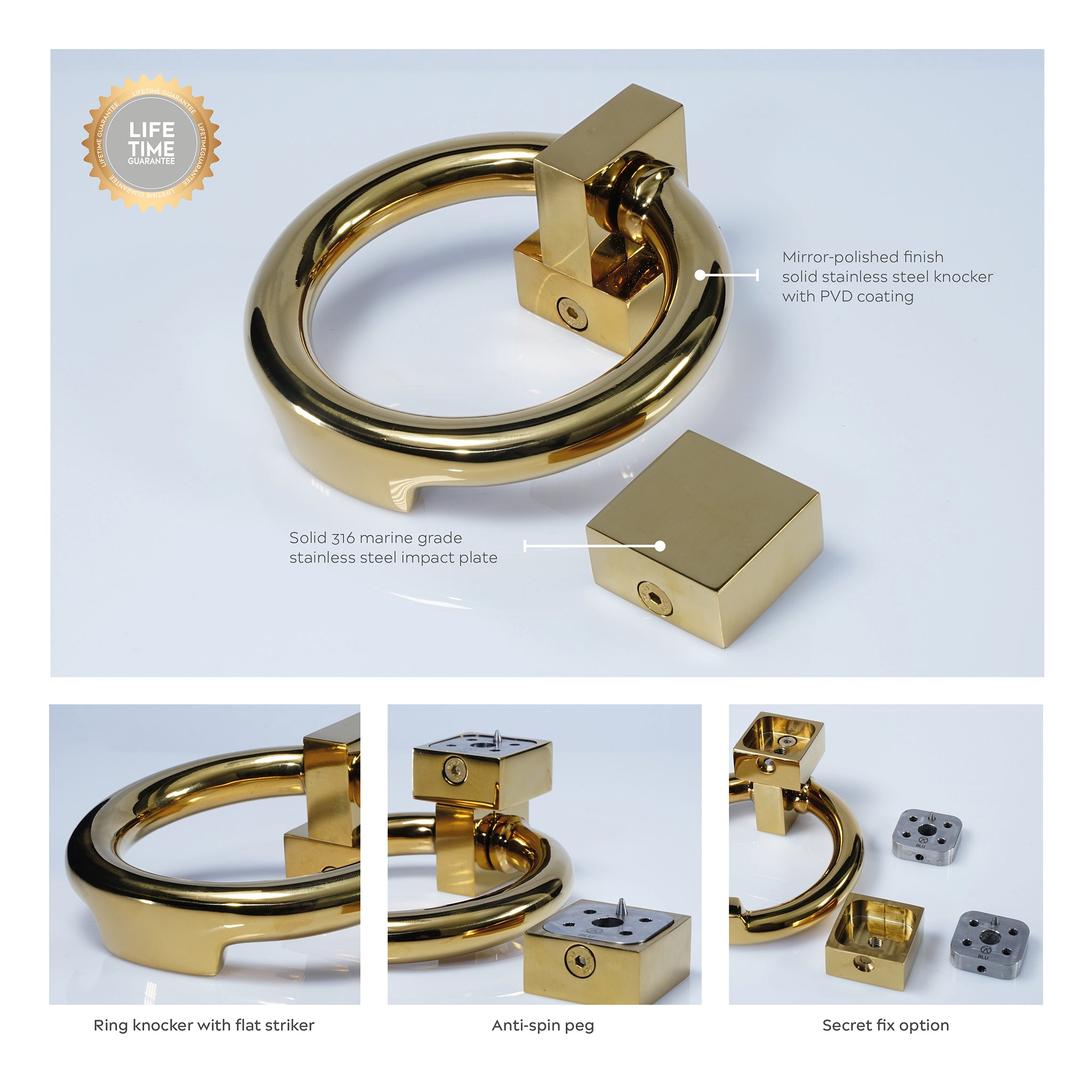 Ring Door Knocker | PVD Stainless Polished Brass