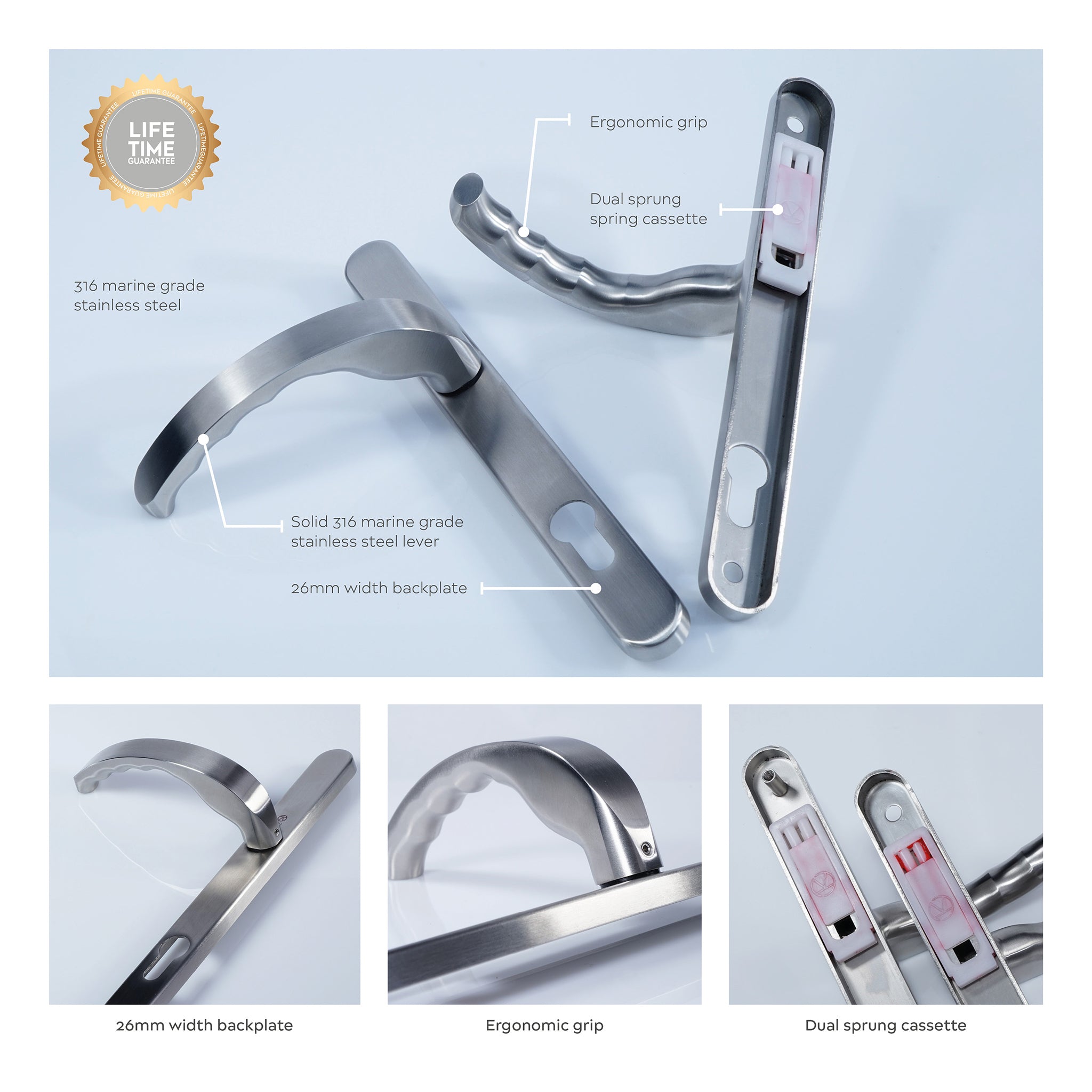 Ergonomic Door Handle | Satin Stainless Steel