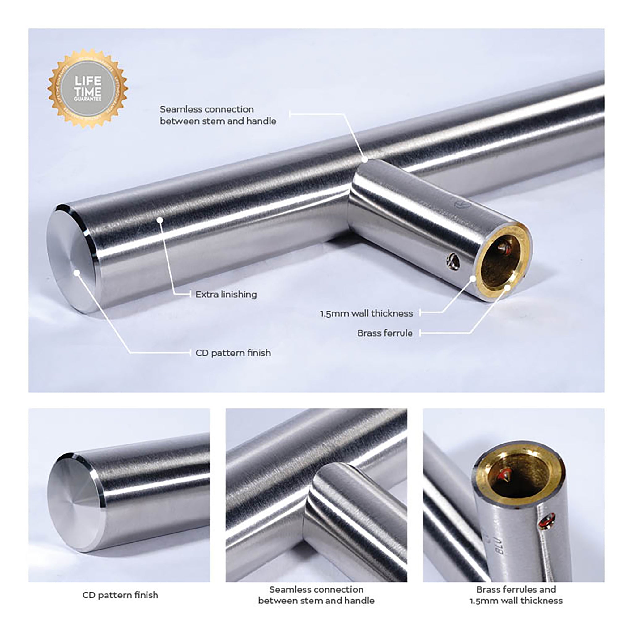 Round Bar Pull Handles | Satin Stainless Steel