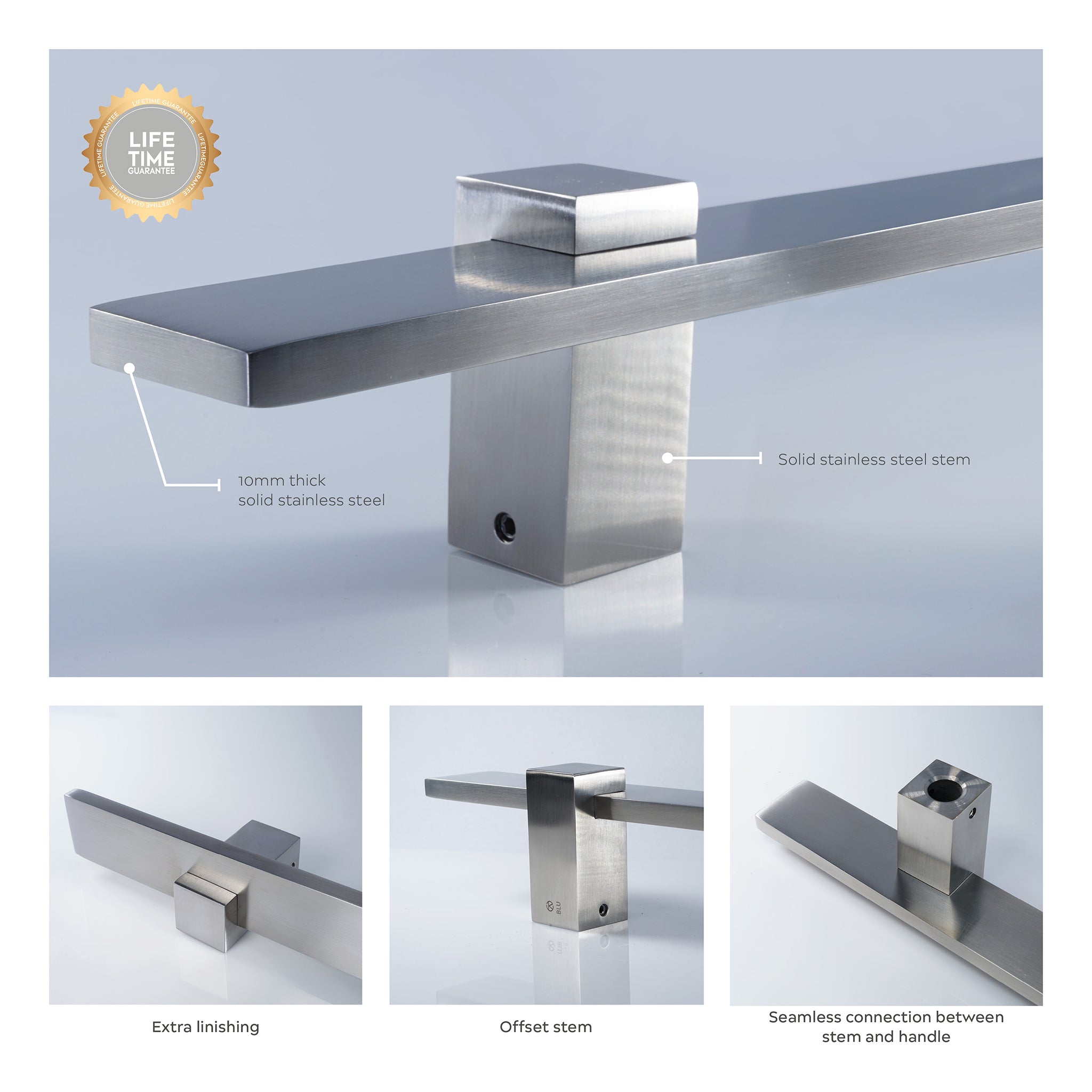 Offset Square Bar Pull Handle | Satin Stainless Steel