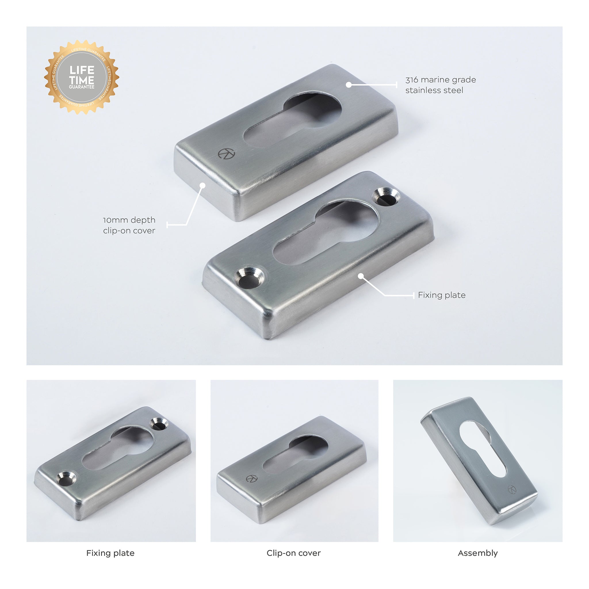 Rectangular Euro Profile Escutcheon | Satin Stainless Steel