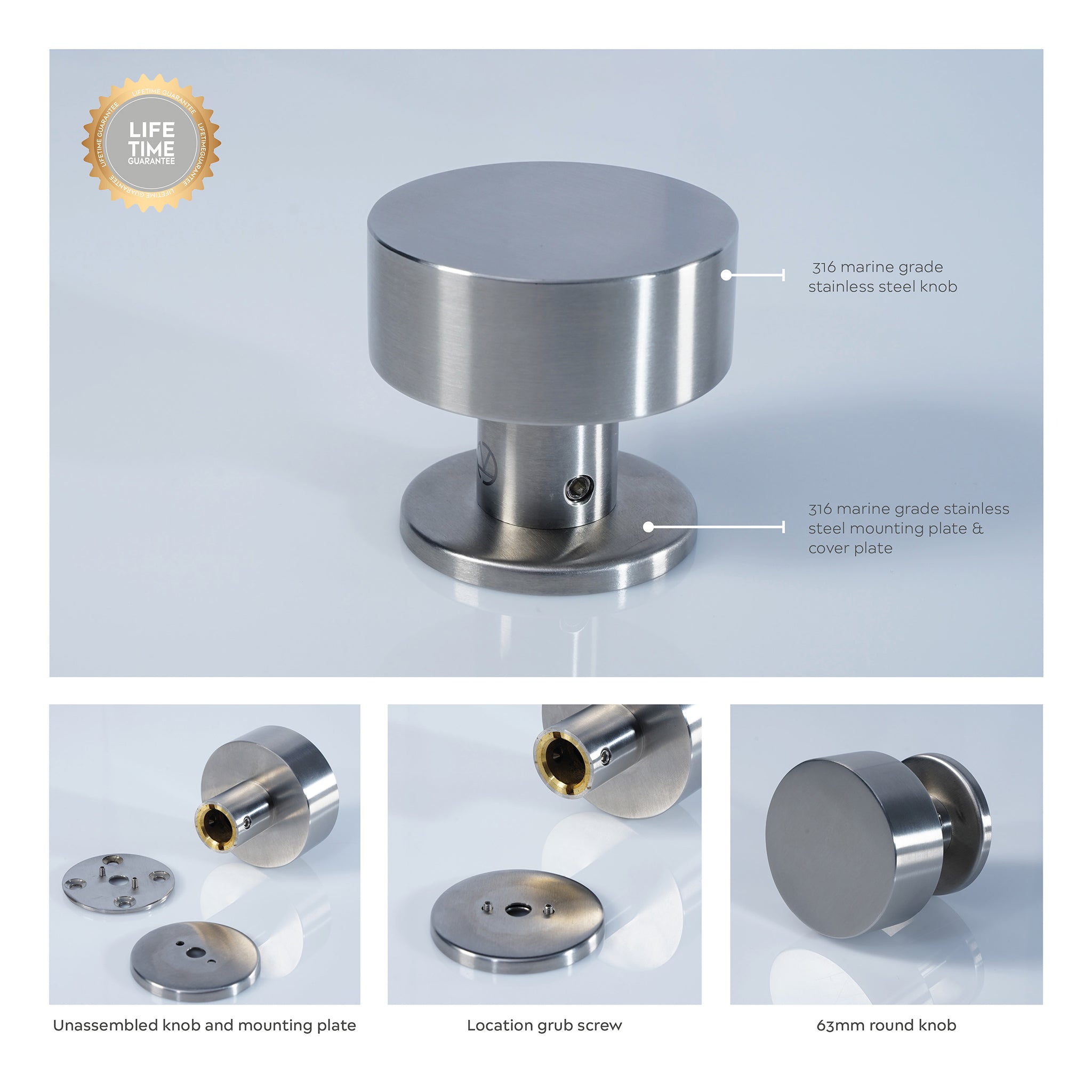 Small Round Door Knob | Satin Stainless Steel