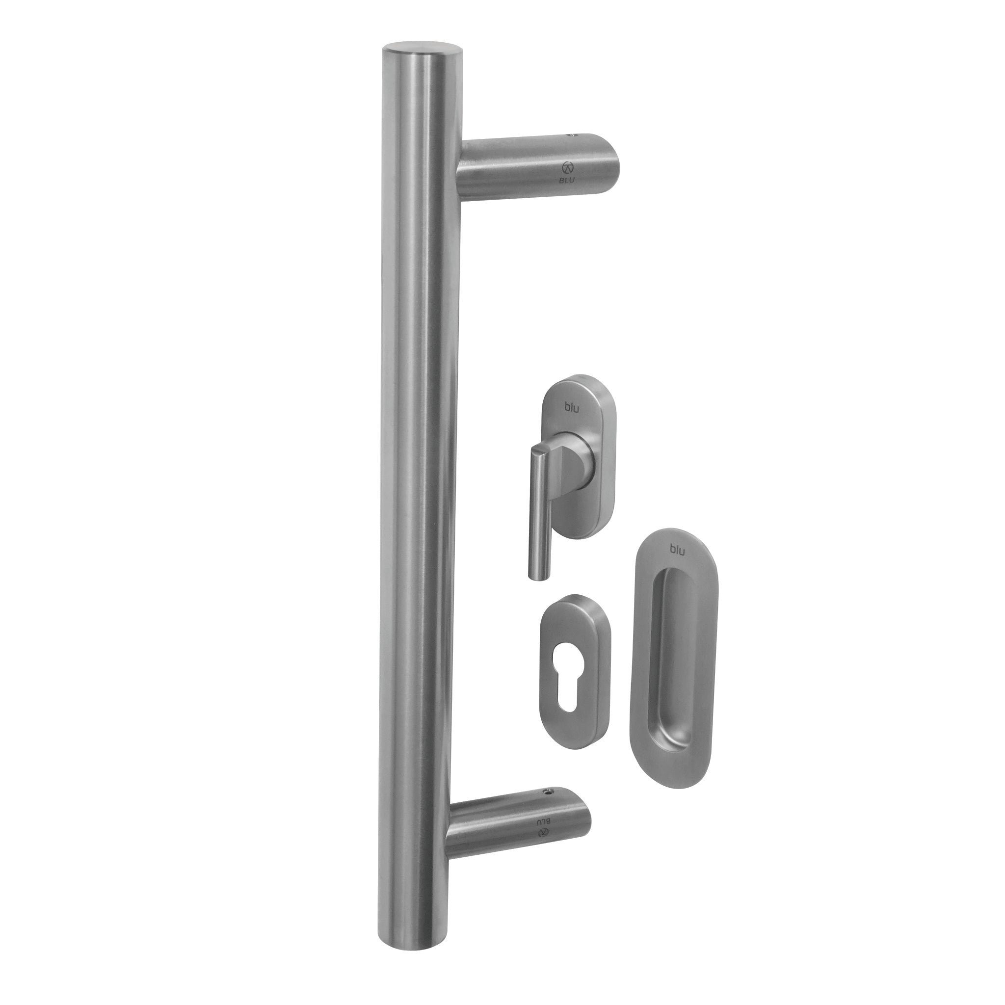 Round Pull Handle Kits for Straight Sliding Doors | Satin Stainless Steel