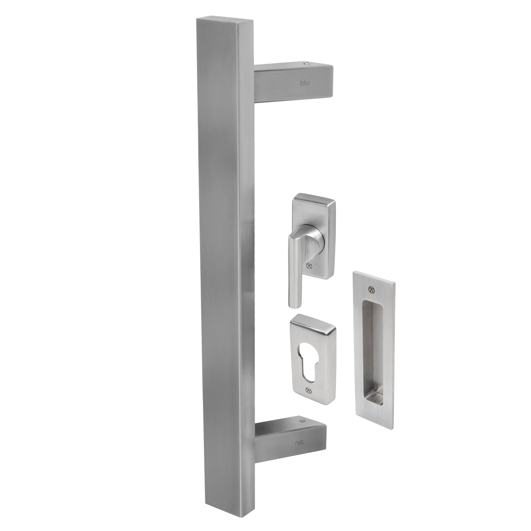 Rectangular Pull Handle Kits for Straight Sliding Doors | Satin Stainless Steel