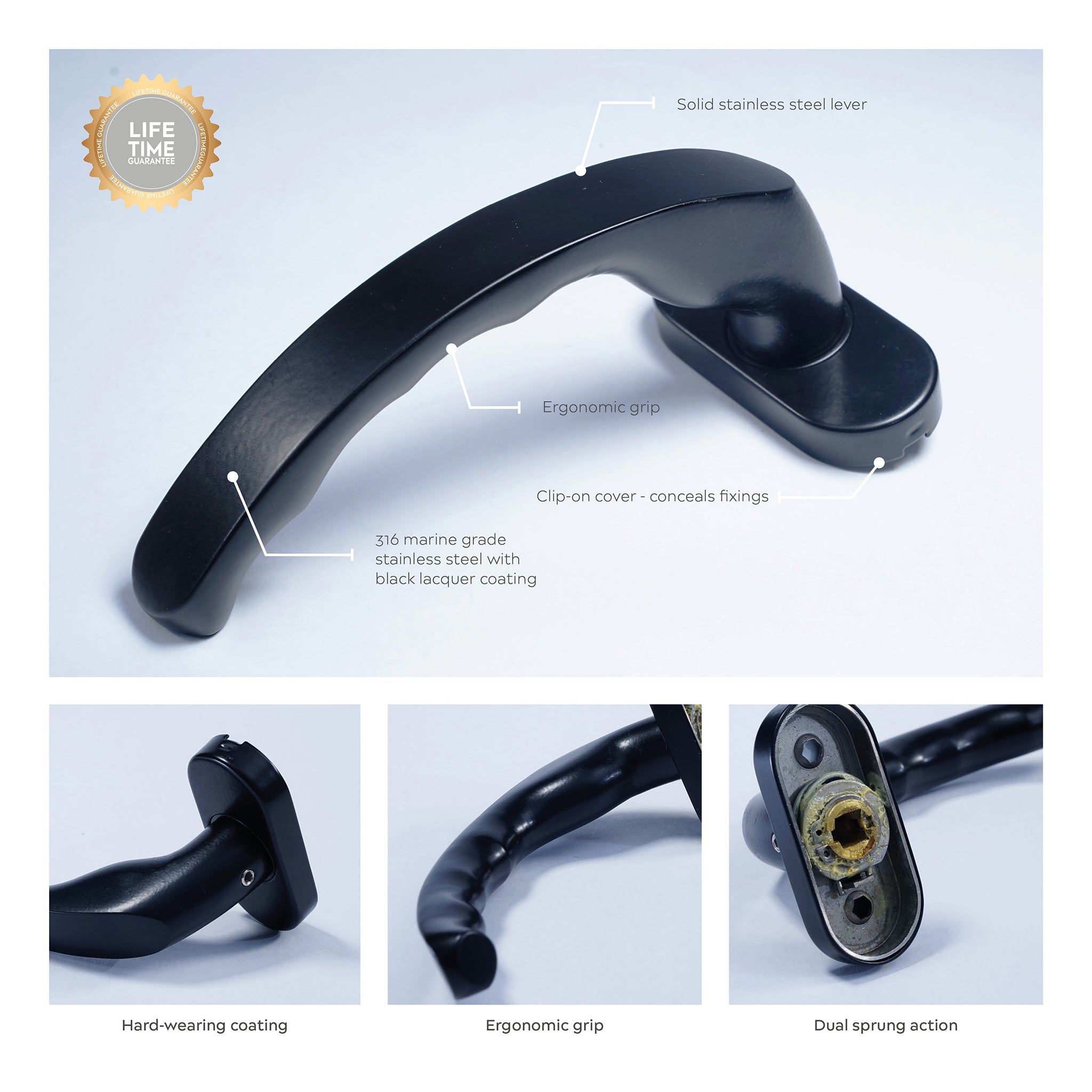 Ergonomic Lever Door Handle on Oval Rose | Black