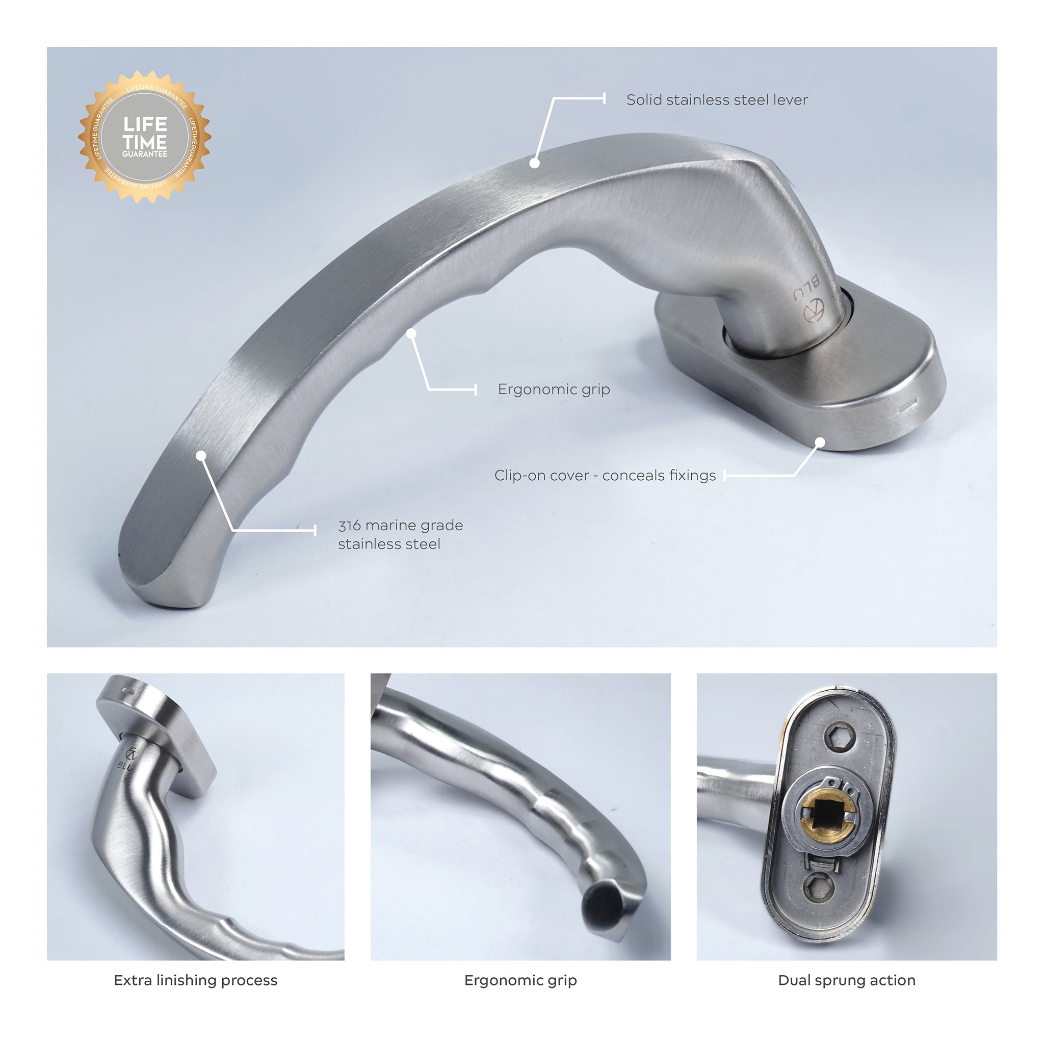 Ergonomic Lever Door Handle | Satin Stainless Steel