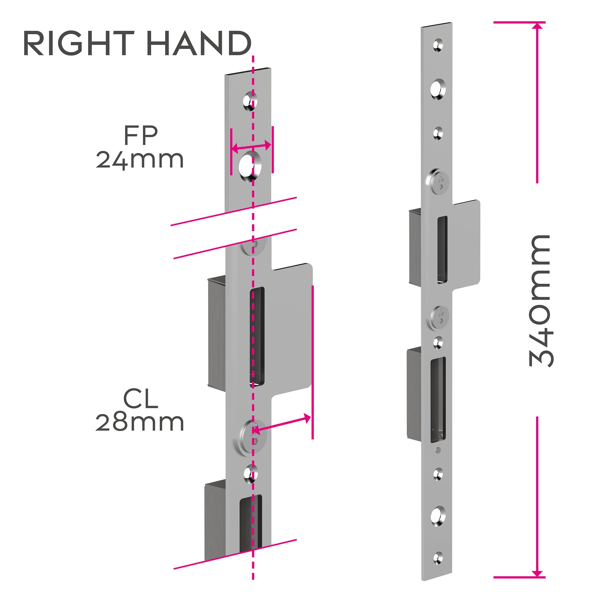 Handed Continuous Centre MPL Door Keeps | MK10