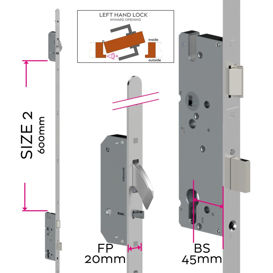 Handed Standard Multipoint Door Lock AV2 - 20mm Face Plate | ML120