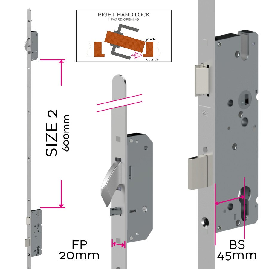 Handed Standard Multipoint Door Lock AV2 - 20mm Face Plate | ML120
