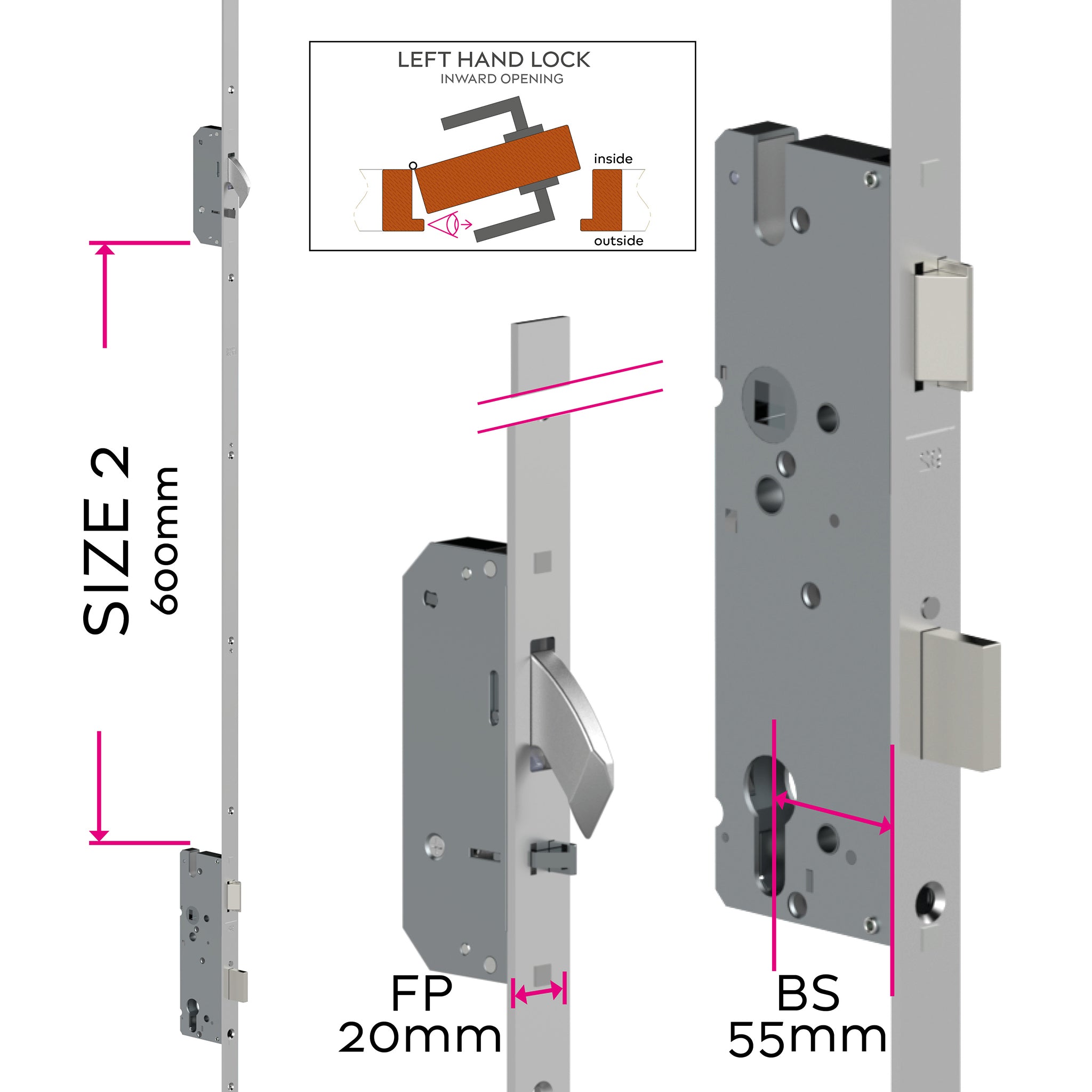 Handed Standard Multipoint Door Lock AV2 - 20mm Face Plate | ML120