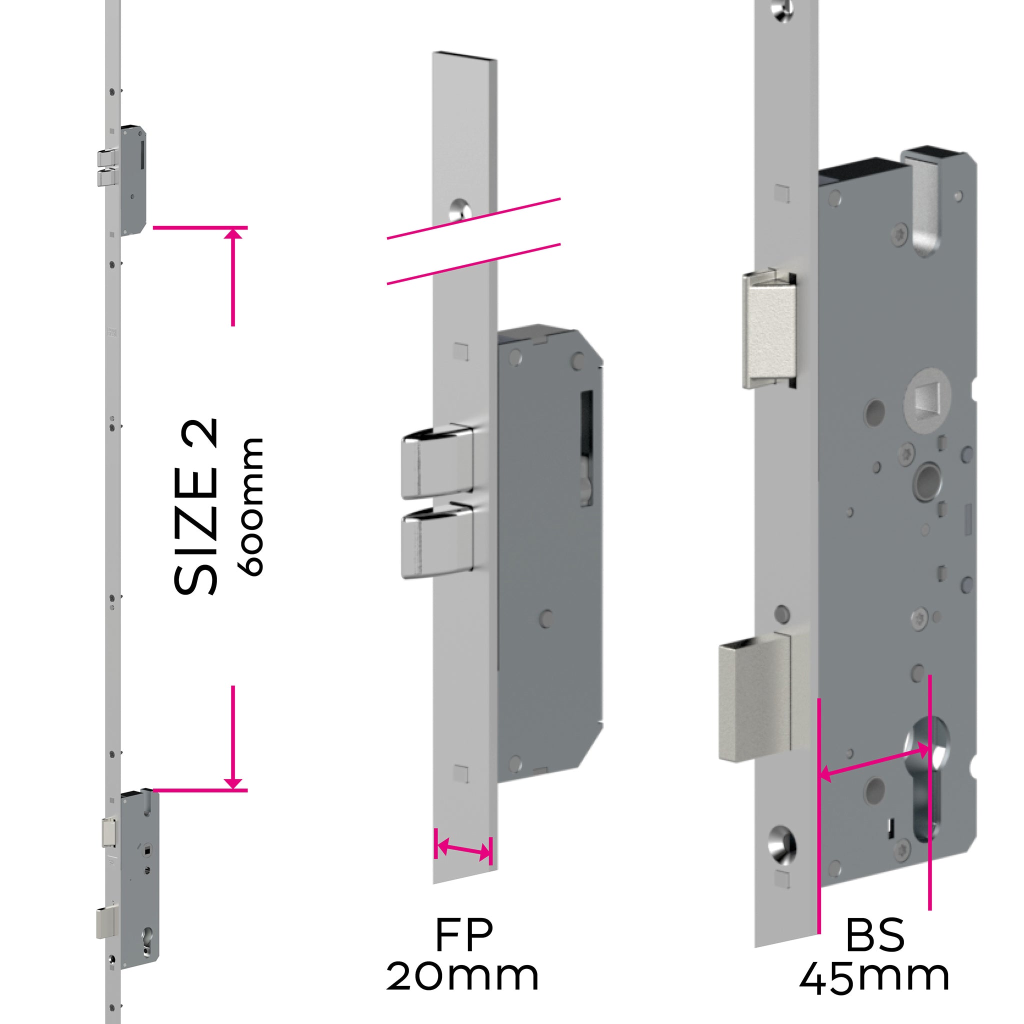 Universal Multipoint Door Lock - 20mm Faceplate | ML60