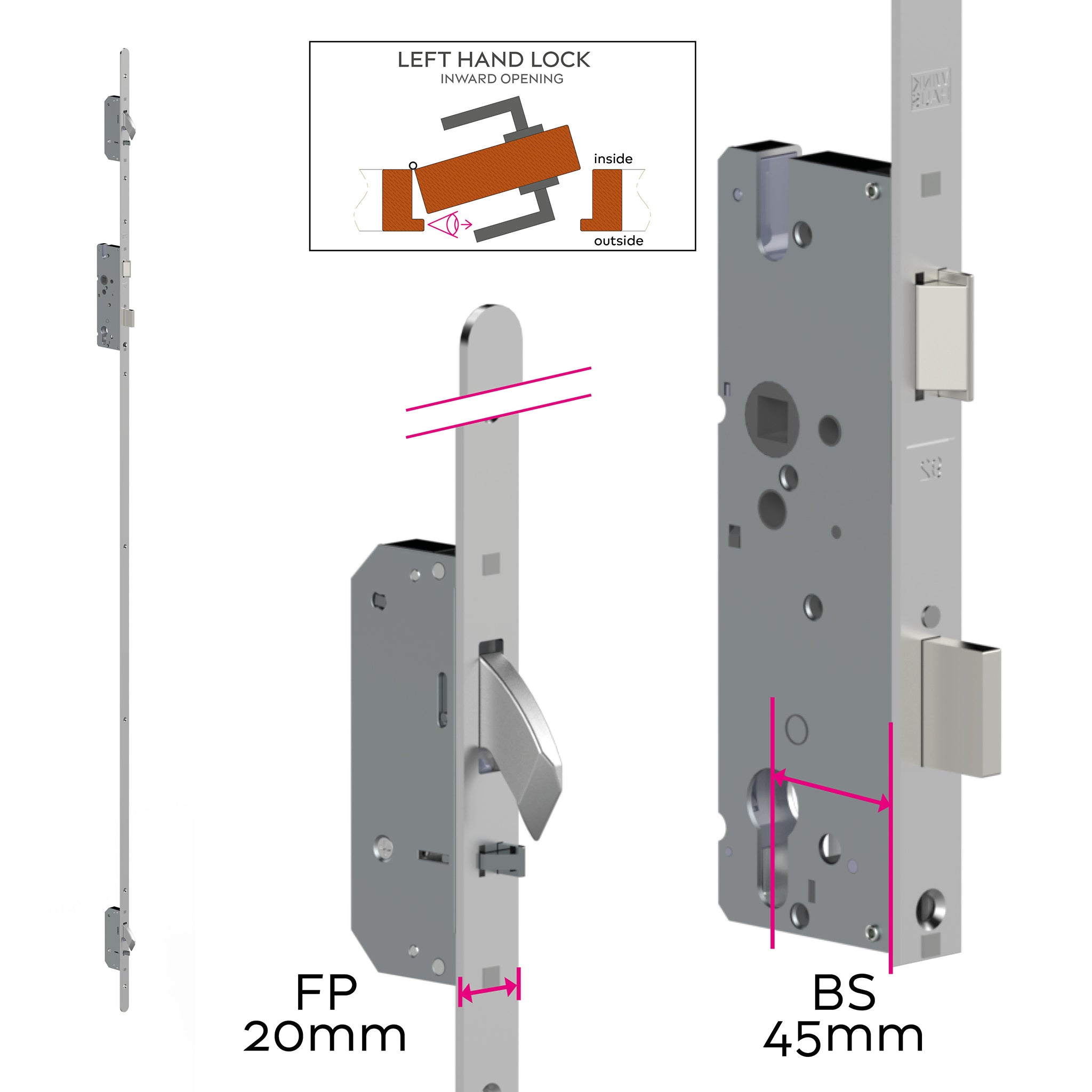 Handed Heritage Multipoint Door Lock AV2 - 20mm Face Plate | ML80