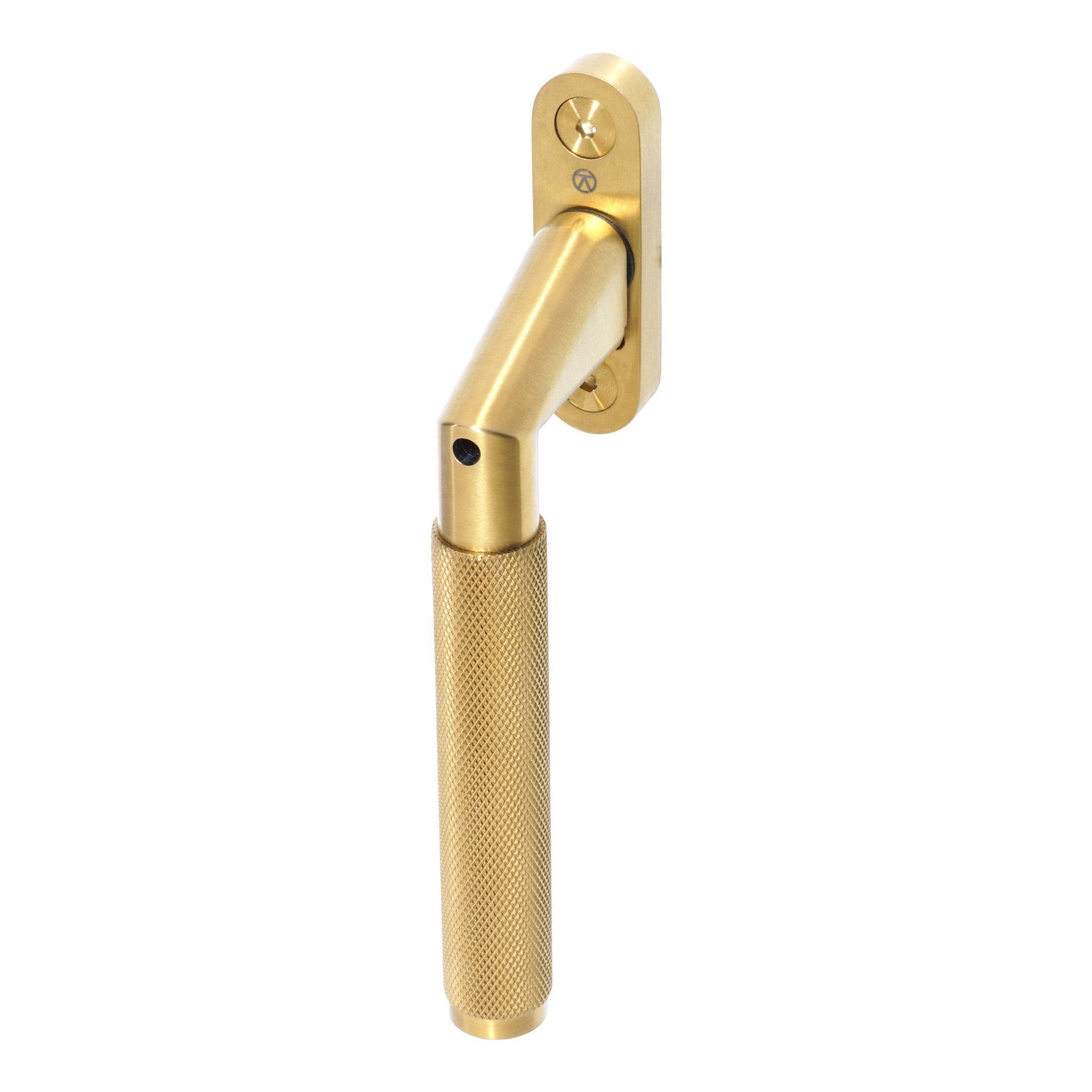 Newton Knurled Inline Angled Window Espagnolette Handle | PVD Stainless Satin Brass