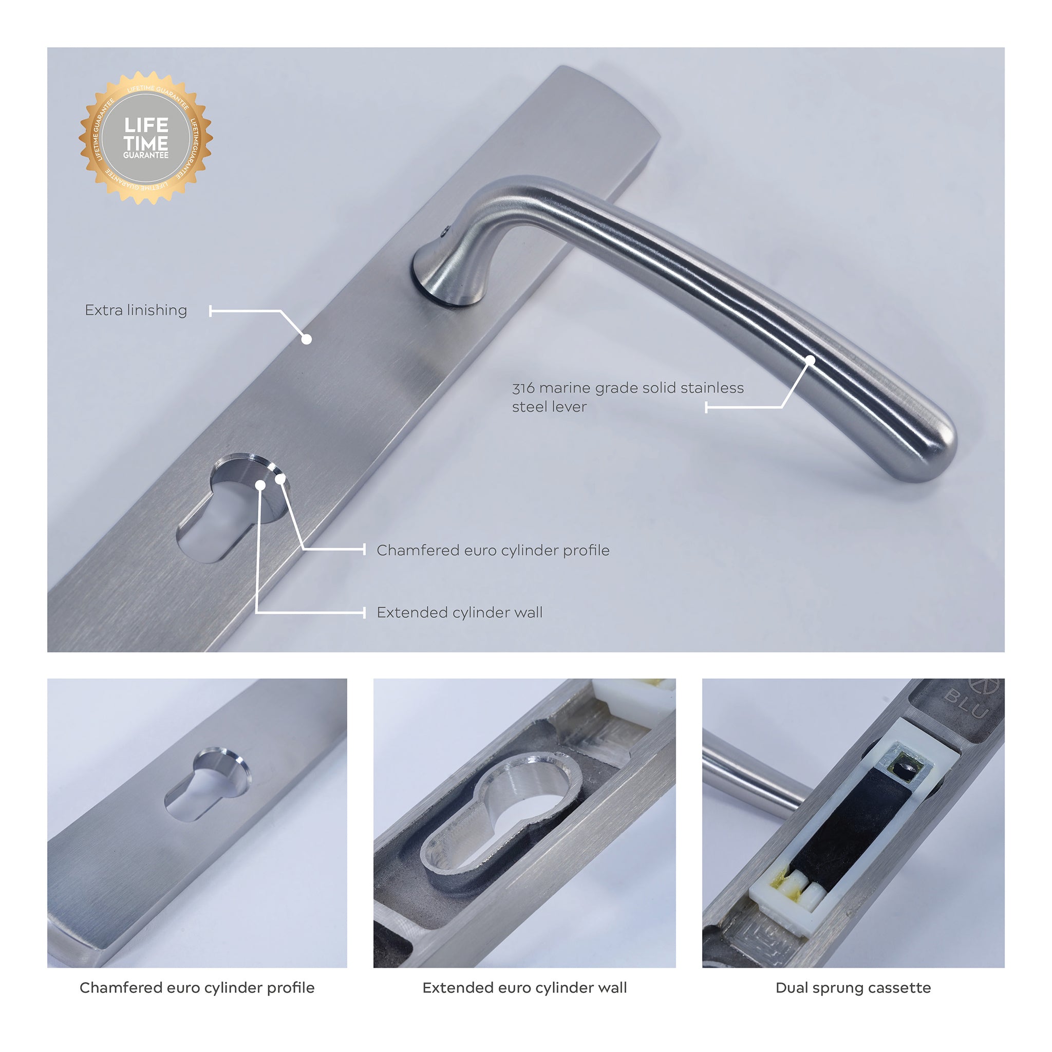 Pera Lever on 095 Backplate | Satin Stainless Steel