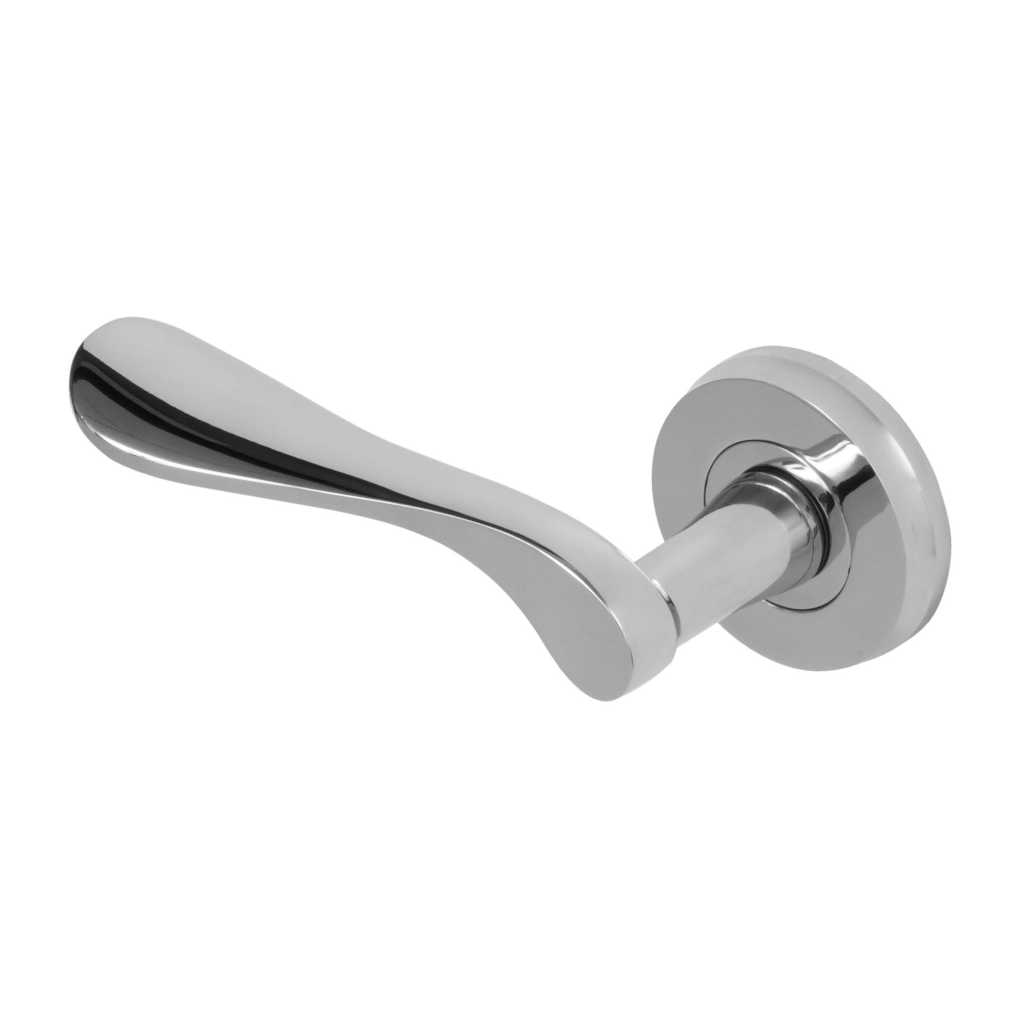 Regent Door Handle on Round Rose | Polished Stainless Steel