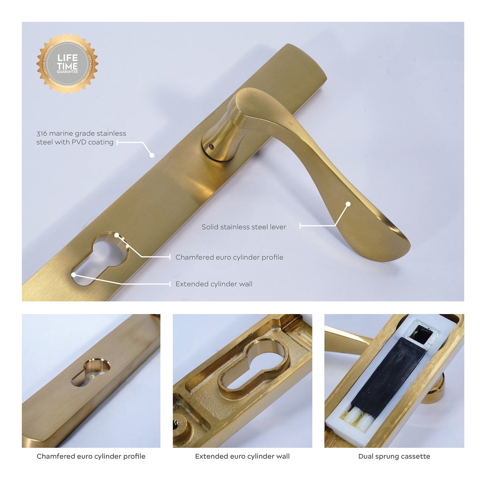 Regent Lever on 095 Backplate | PVD Stainless Satin Brass