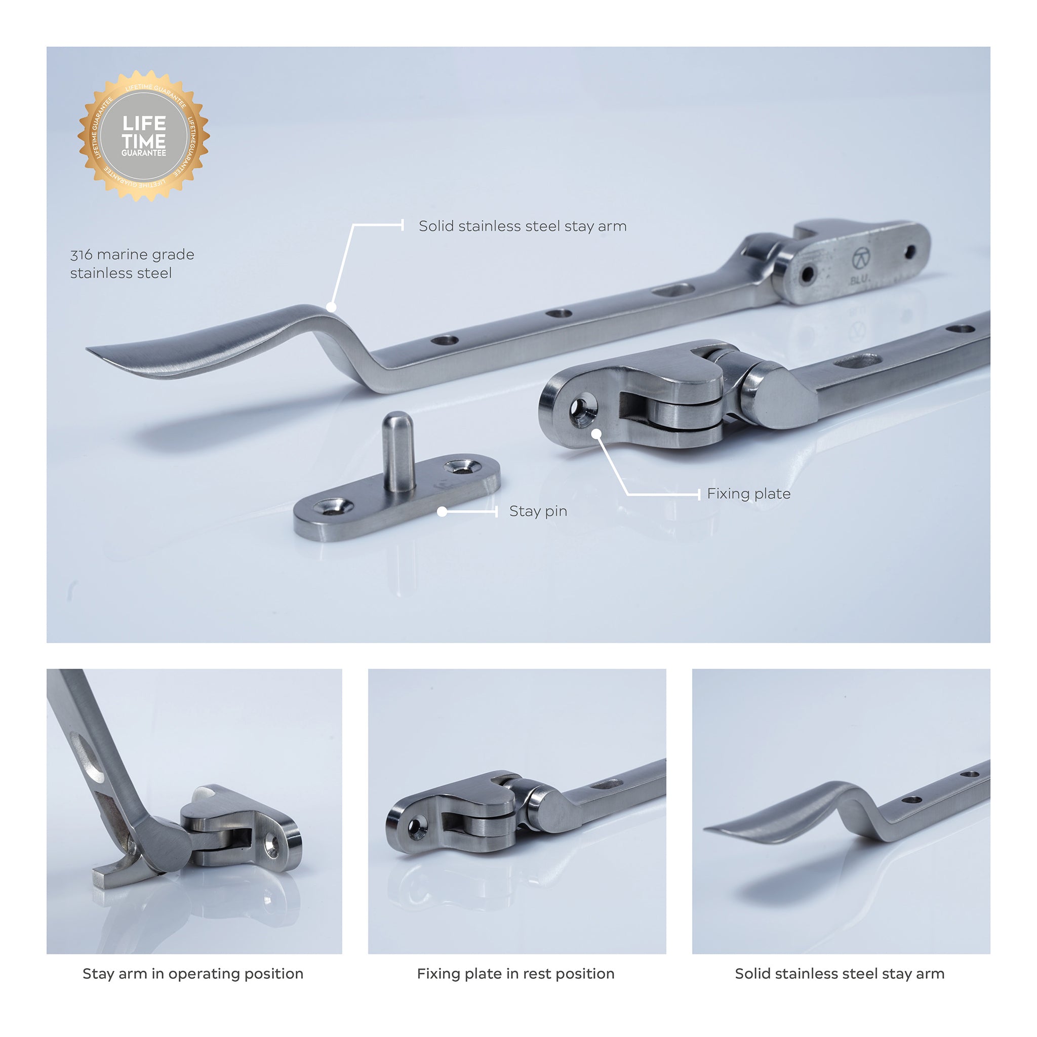 Regent Casement Window Stay | Satin Stainless Steel