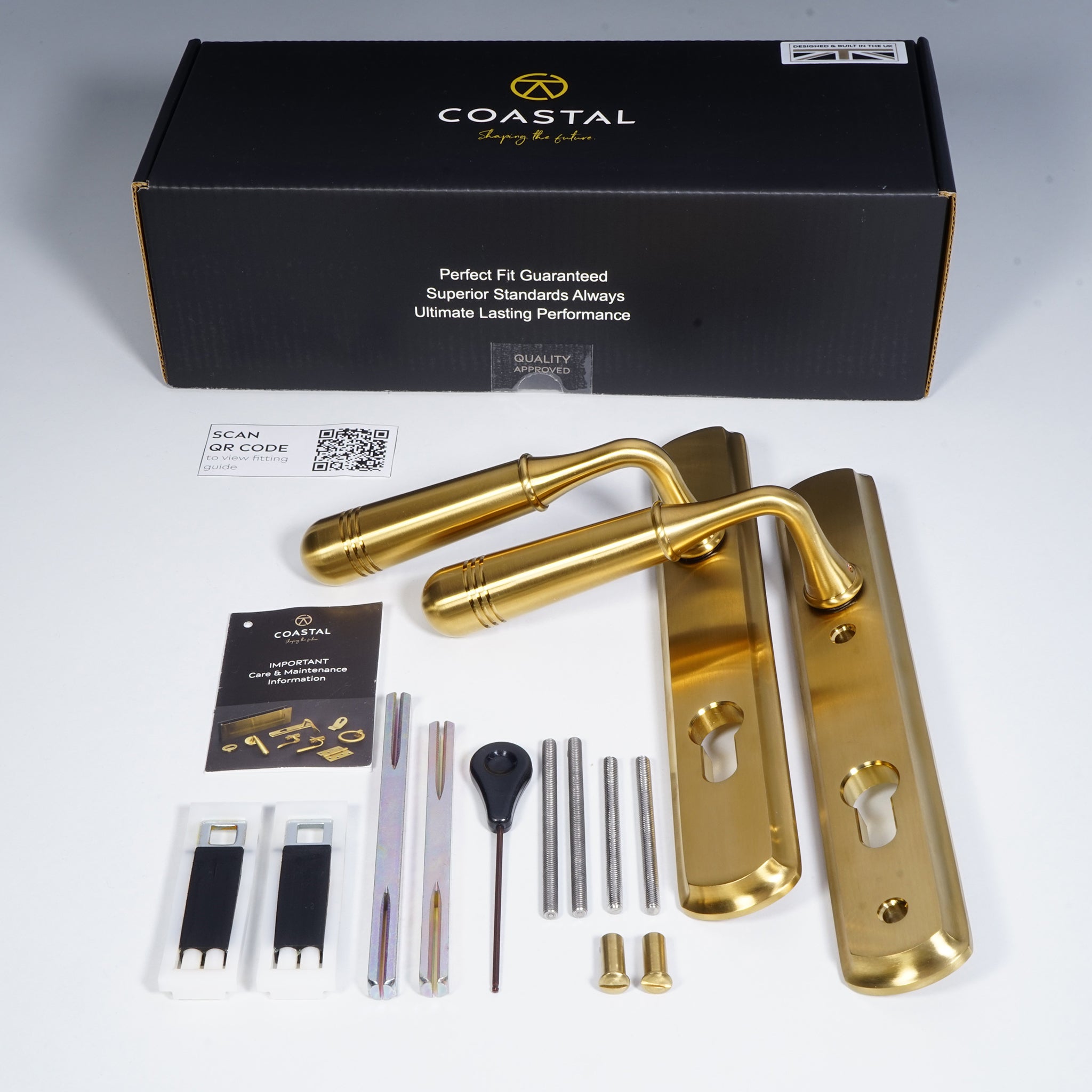 Opera Lever on 092 Backplate | PVD Stainless Satin Brass