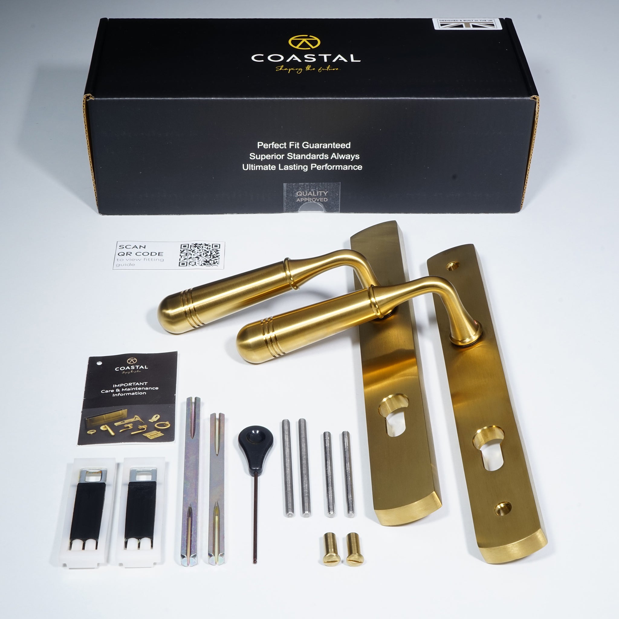 Opera Lever on 095 Backplate | PVD Stainless Satin Brass