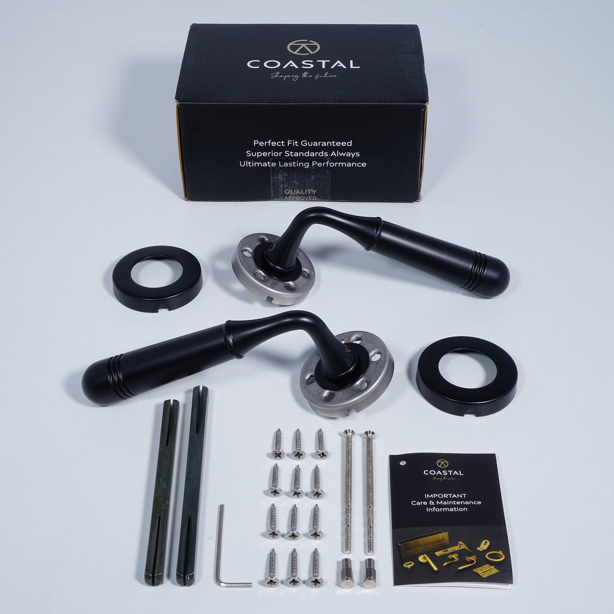 Opera Door Handle on Round Rose | Black