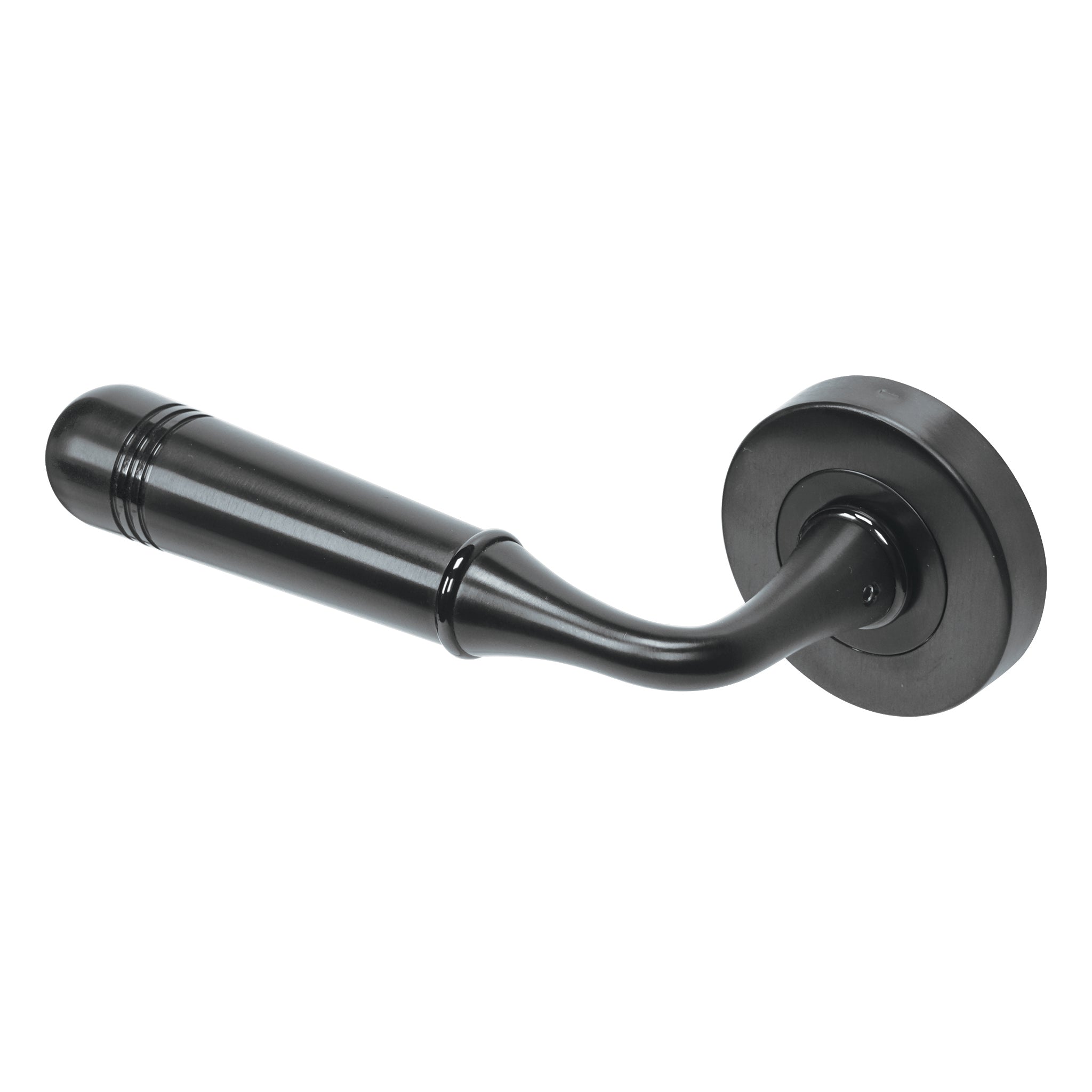 Opera Door Handle on Round Rose | Black