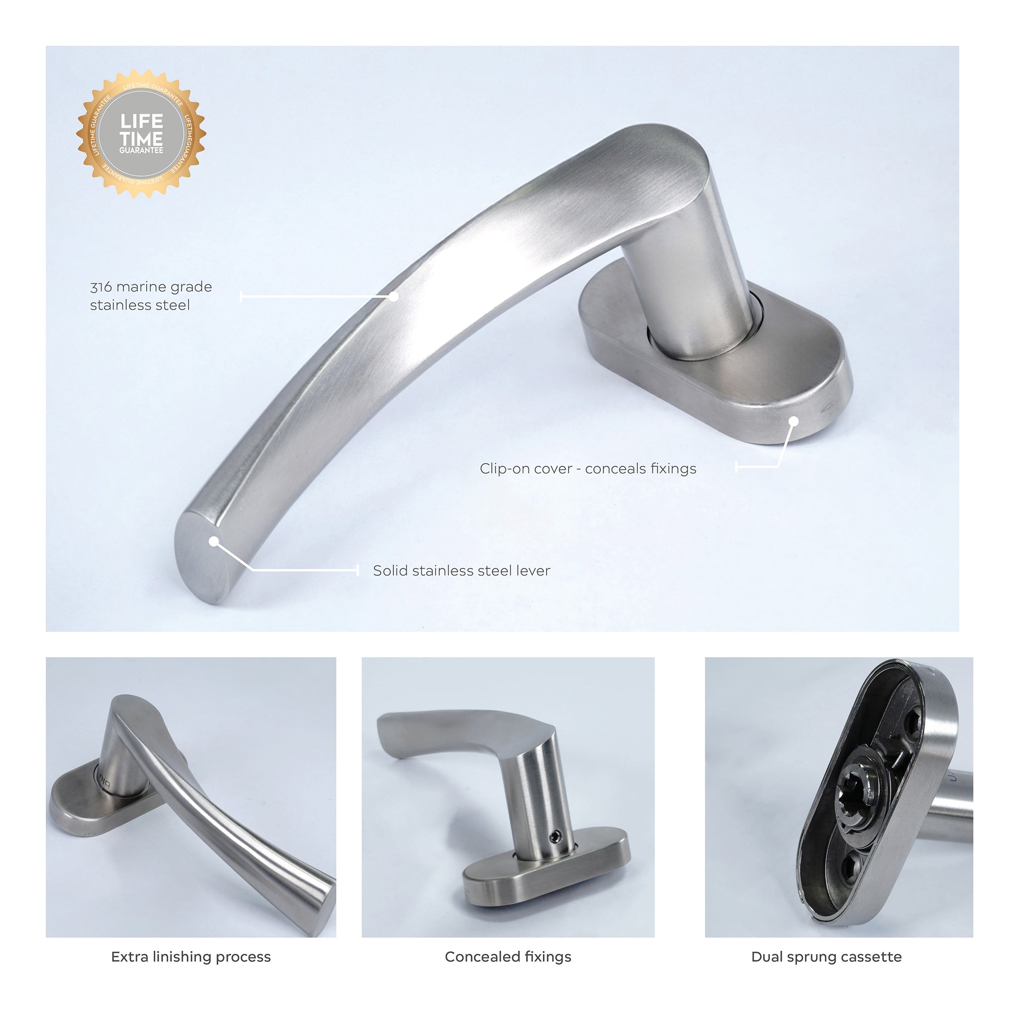 Wing Lever Door Handle | Satin Stainless Steel