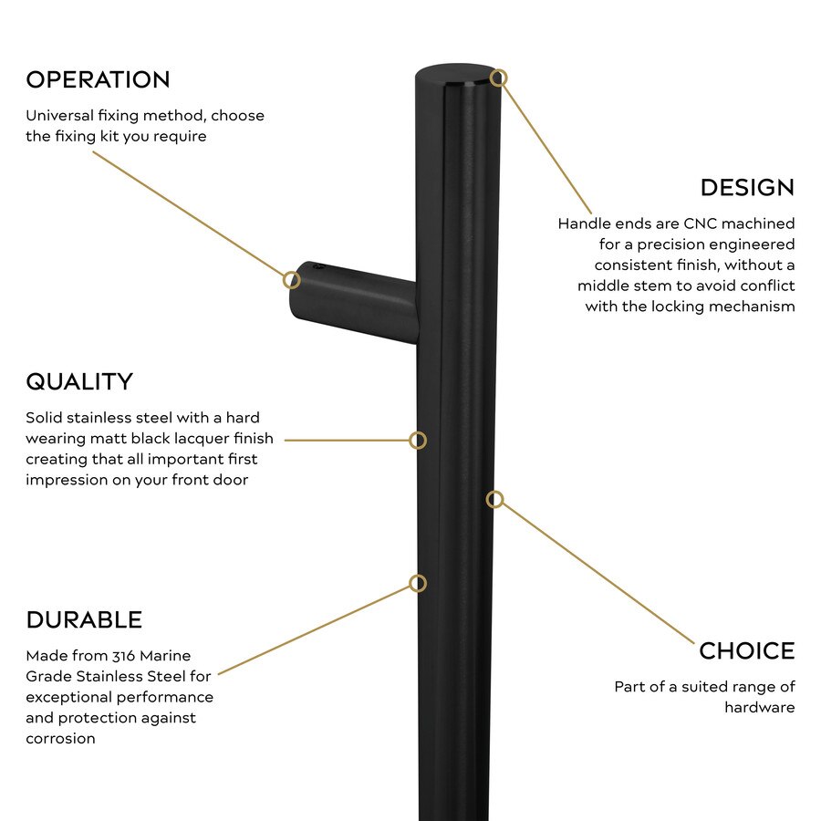 matt black long pull handle