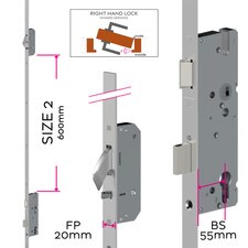 AV2 door lock 55mm backset