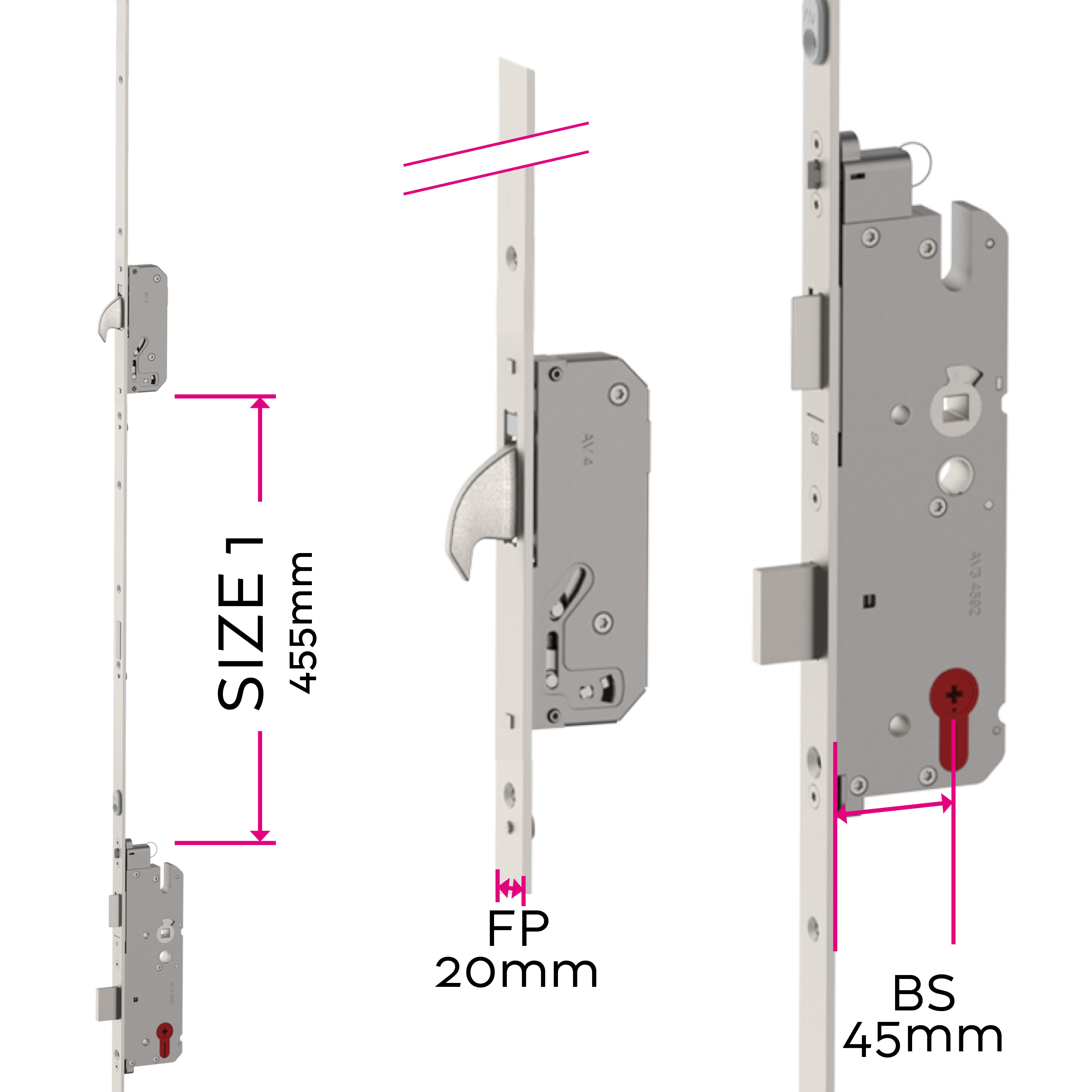 ML4120S (AV4) Universal Multipoint Door Lock, 20mm Square End