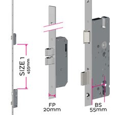 Winkhaus lever lock 55mm backset