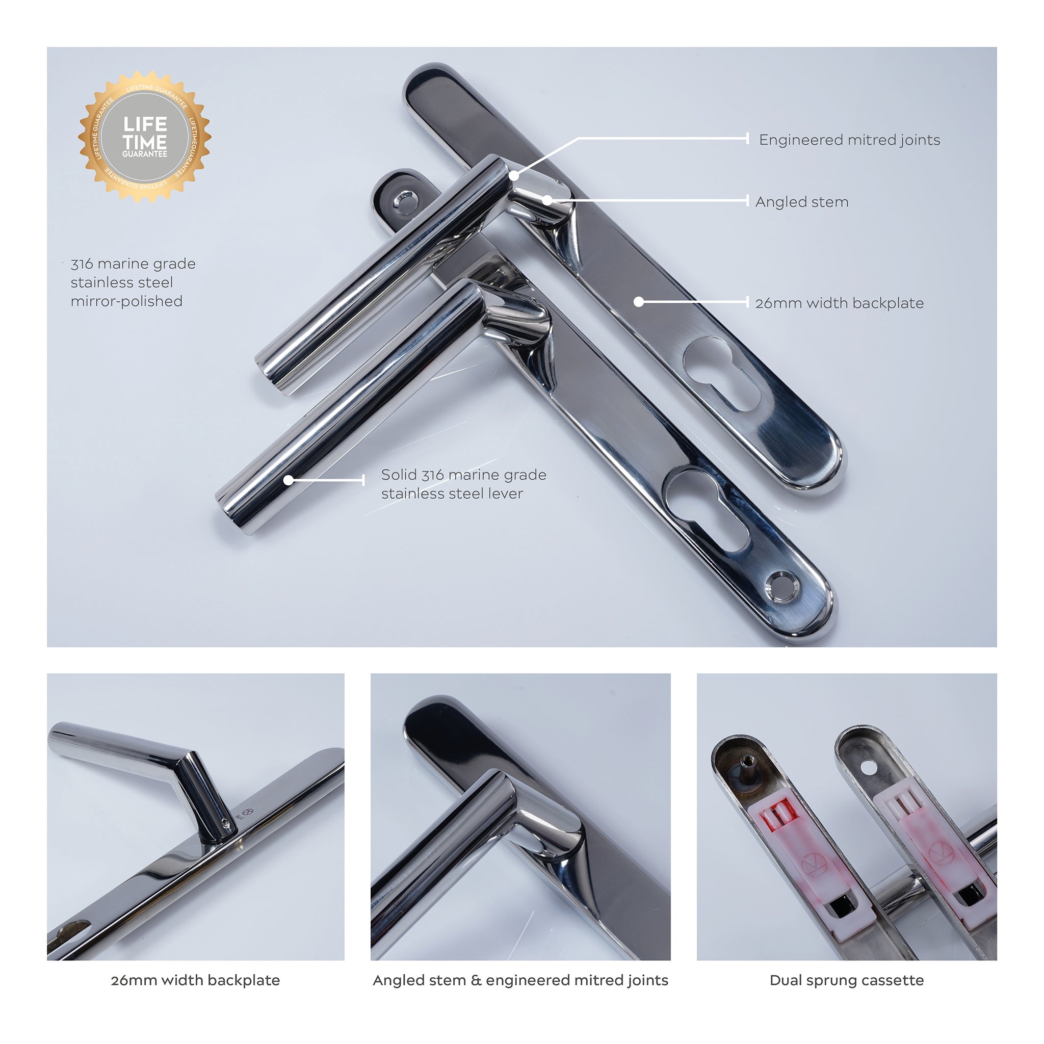 Kantel Door Handle | Polished Stainless Steel