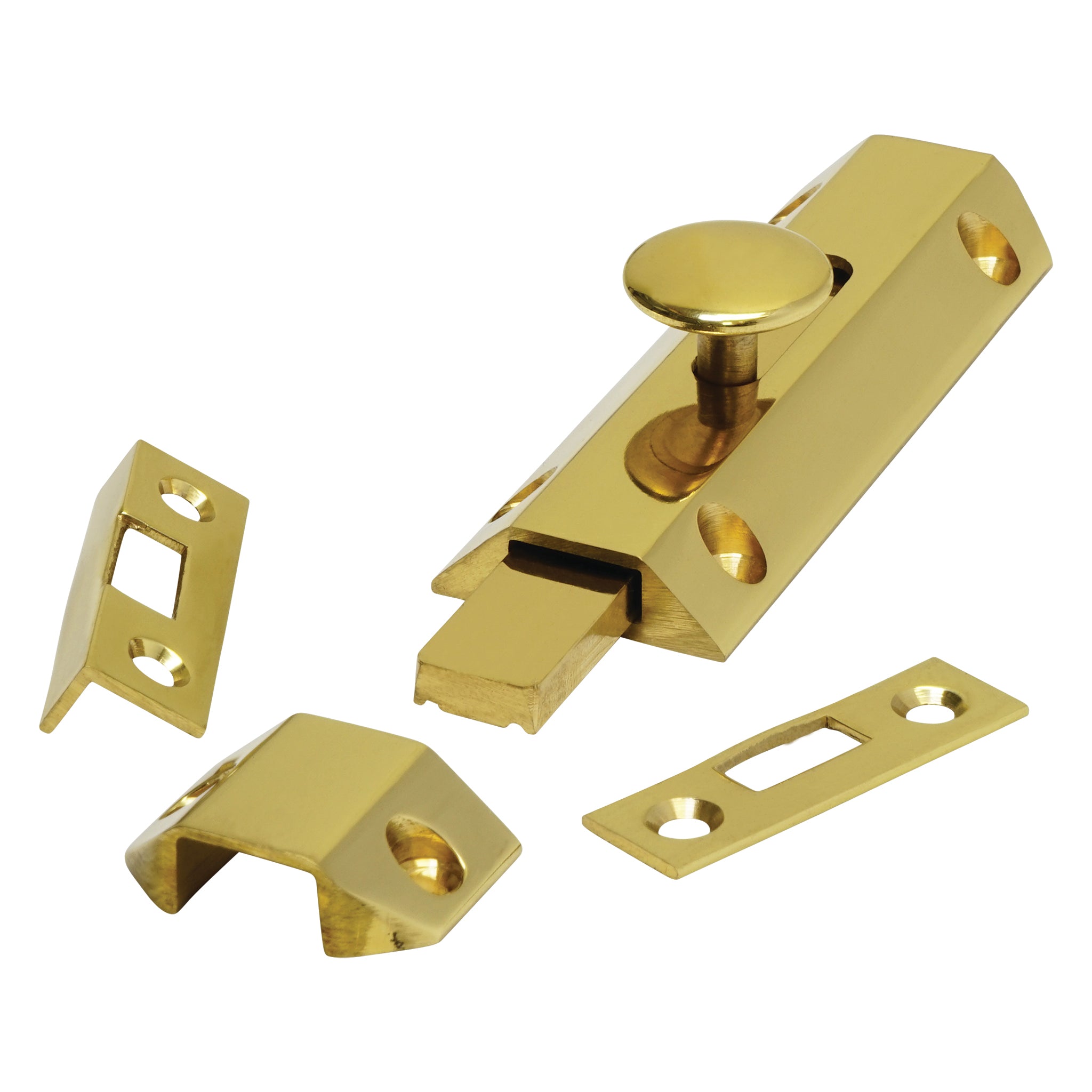 Surface Slide Flush Bolt | Polished Brass
