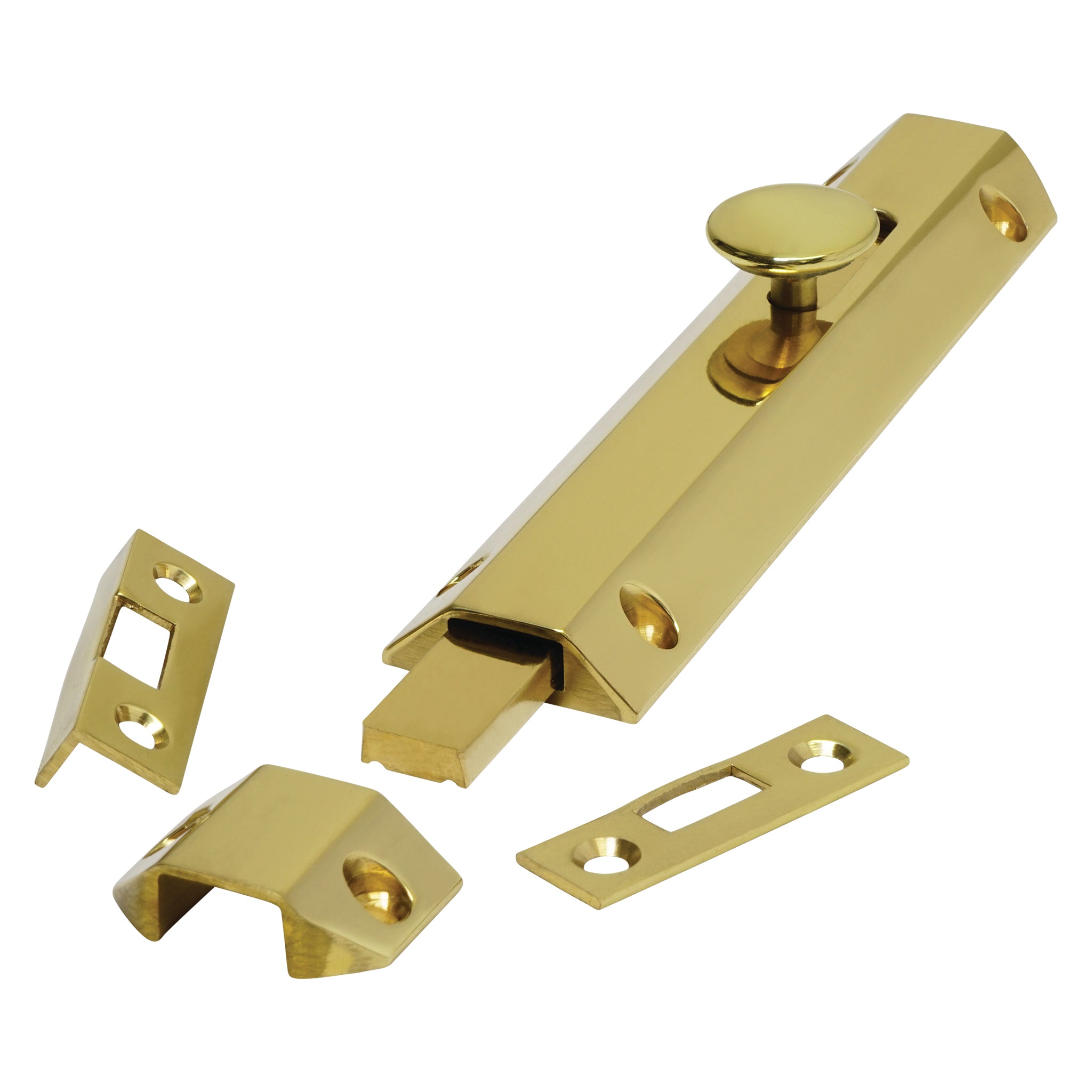 Surface Slide Flush Bolt | Polished Brass