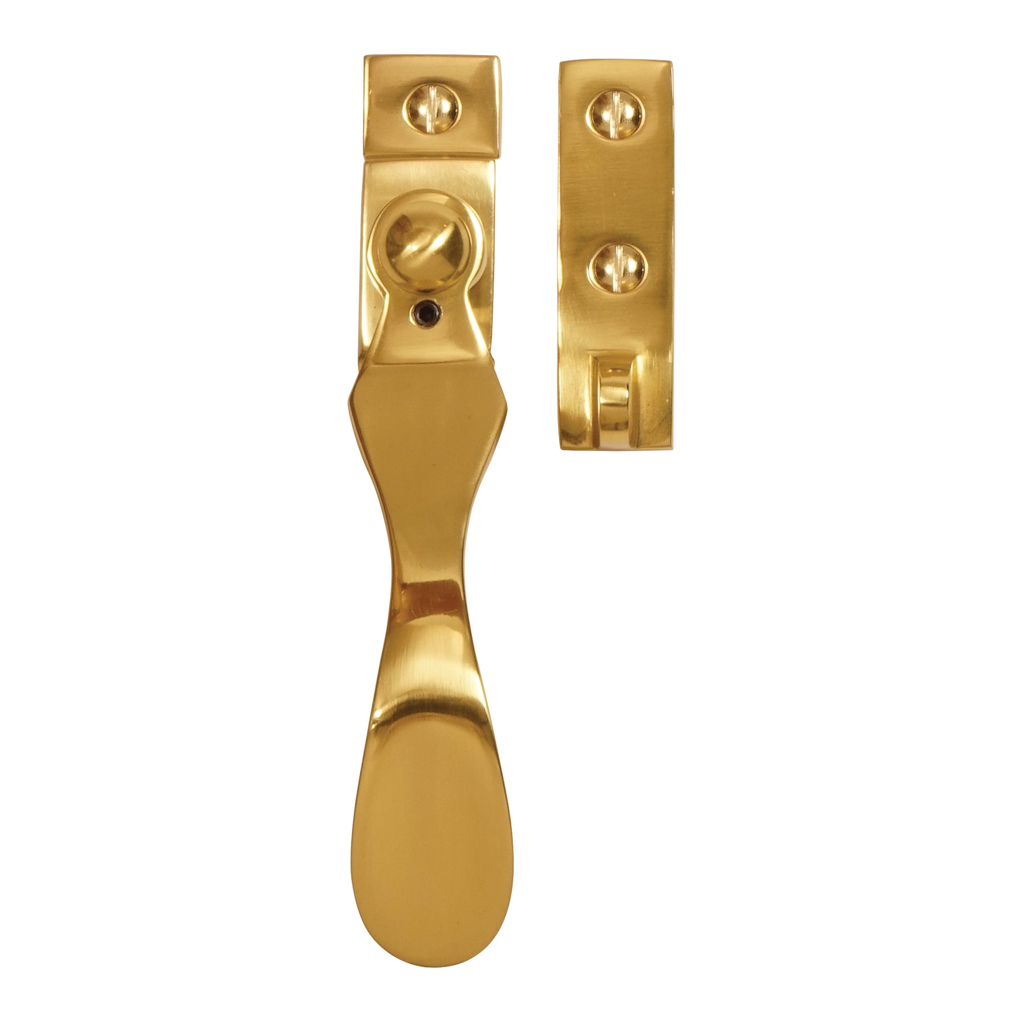 Traditional Spoon End Pattern Fastener | Polished Brass