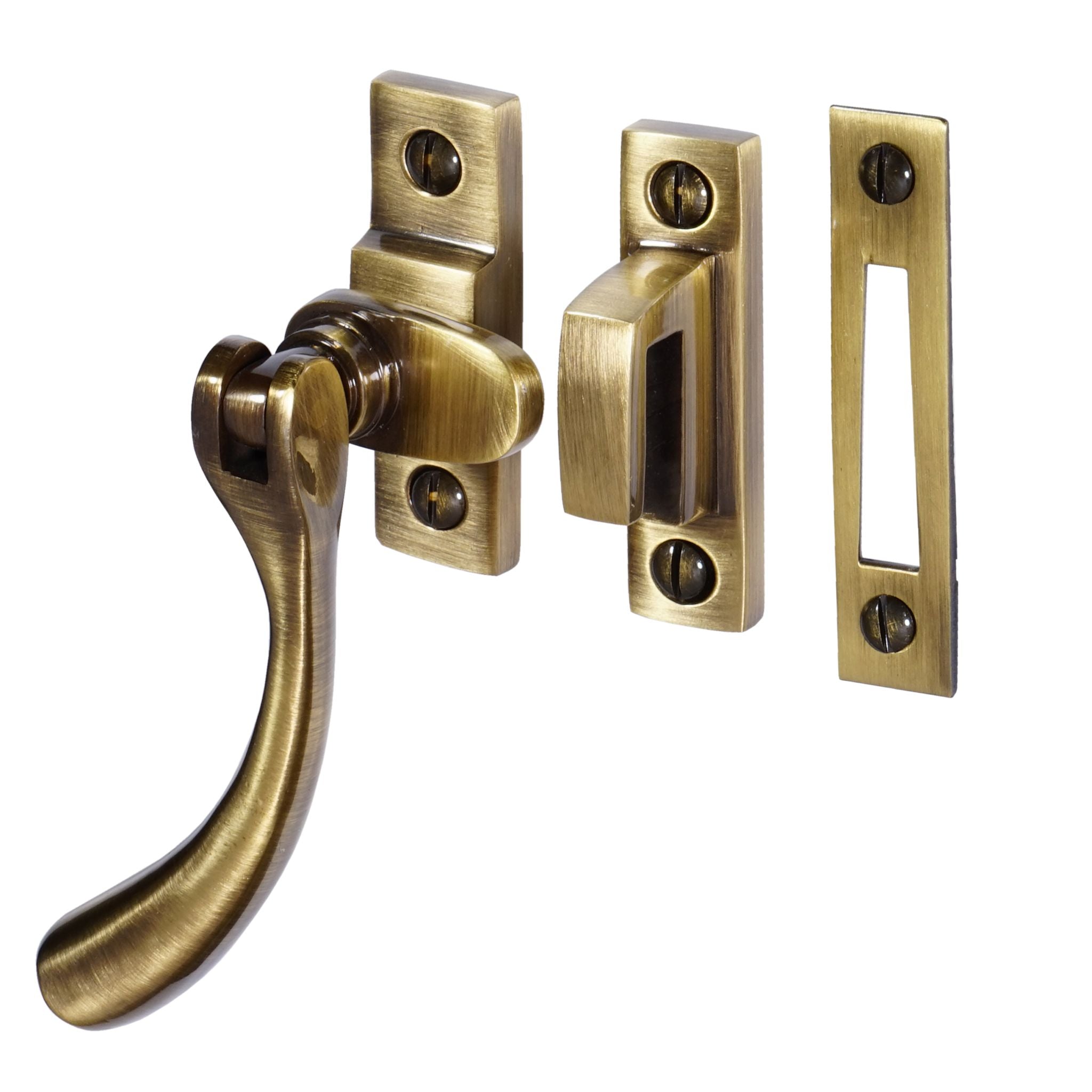 Traditional Bulb End Casement Fastener | Antique Brass