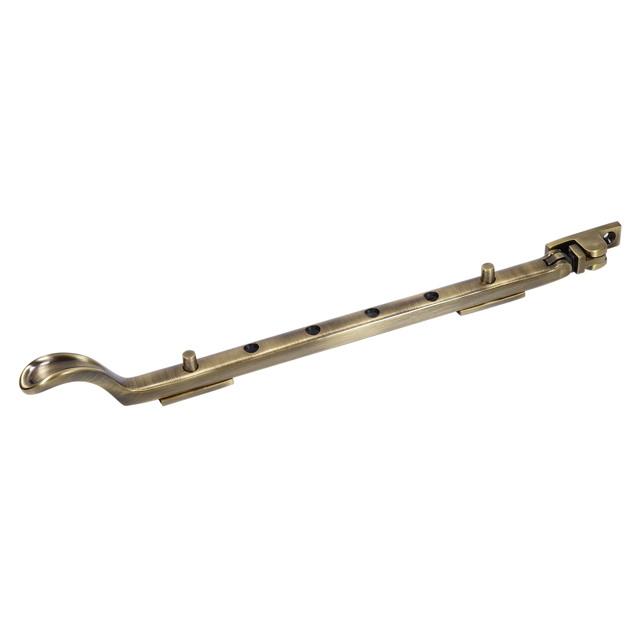 Traditional Spoon End Casement Stays | Antique Brass