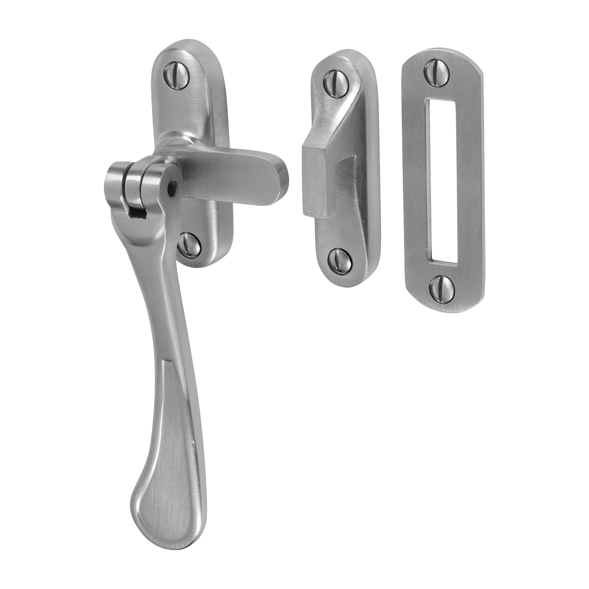 Traditional Spoon End Casement Fastener | Satin Chrome