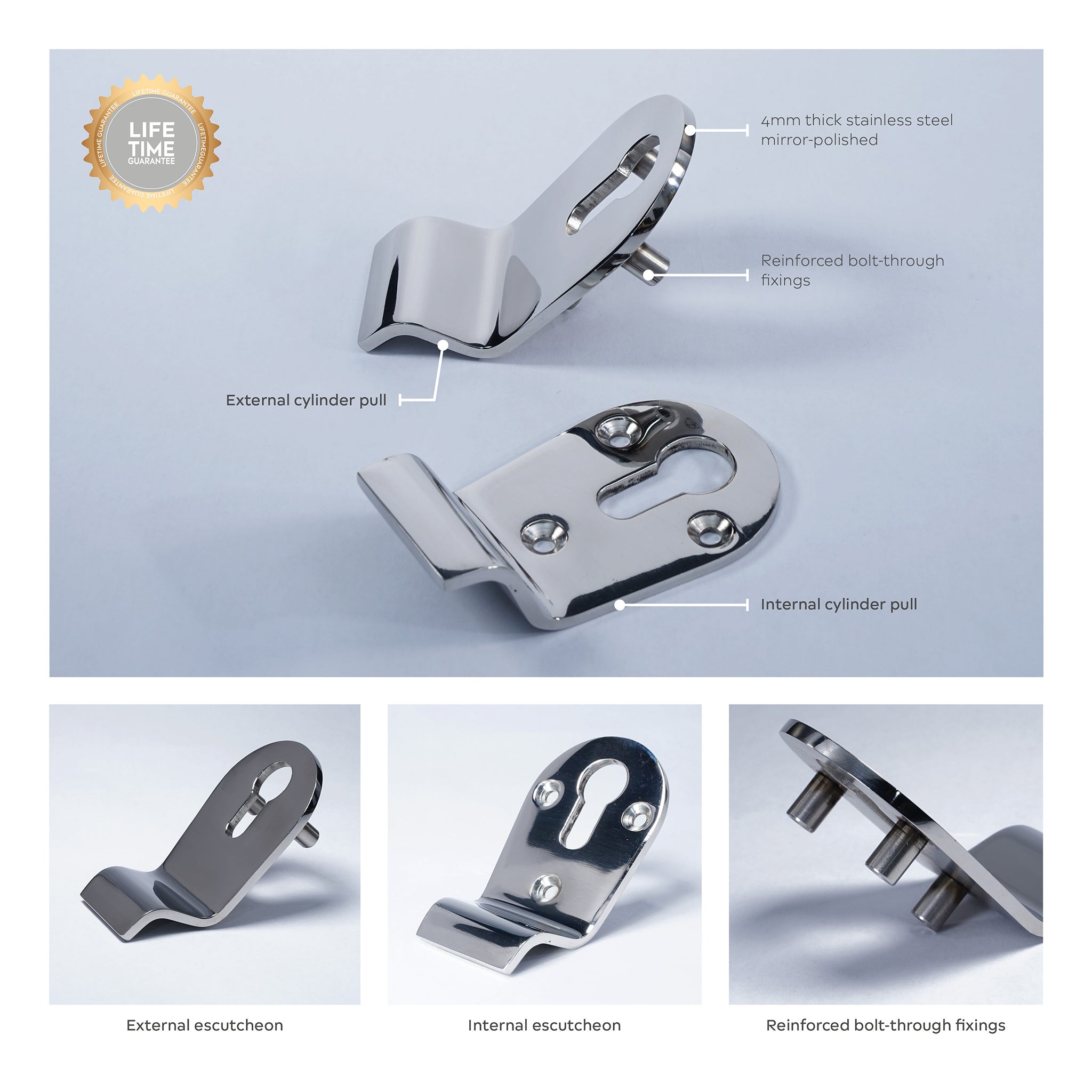 Classic Euro Profile Cylinder Pull | Polished Stainless Steel