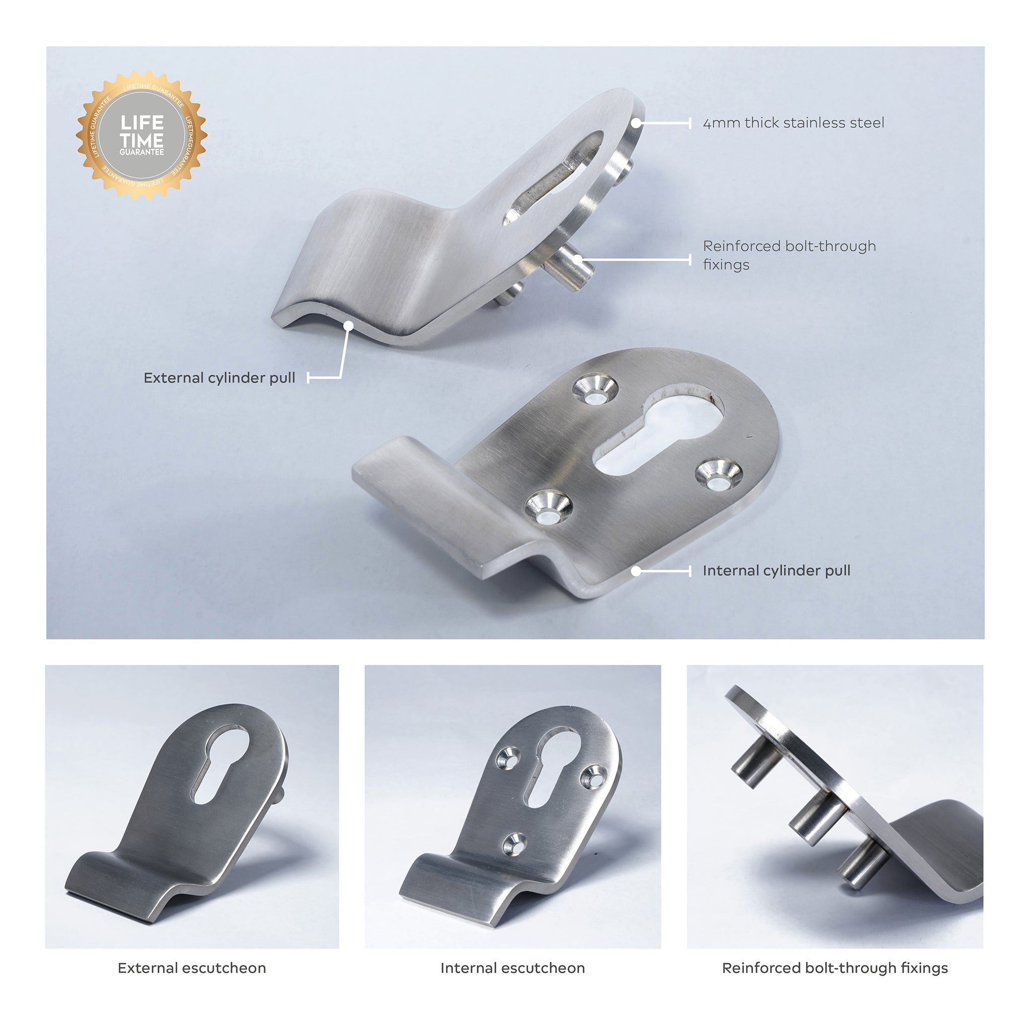 Classic Euro Profile Cylinder Pull | Satin Stainless Steel