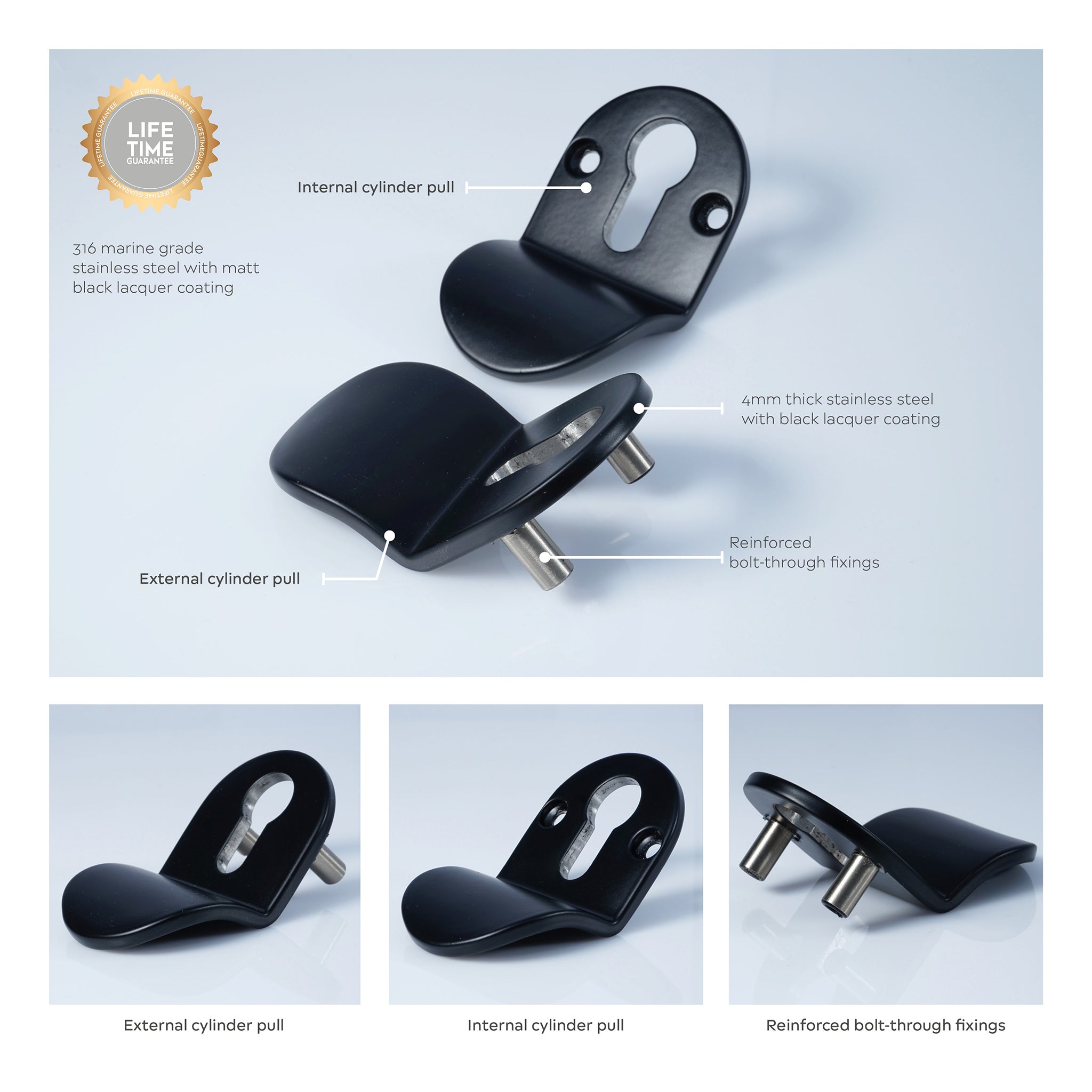 Contemporary Euro Cylinder Pull | Black