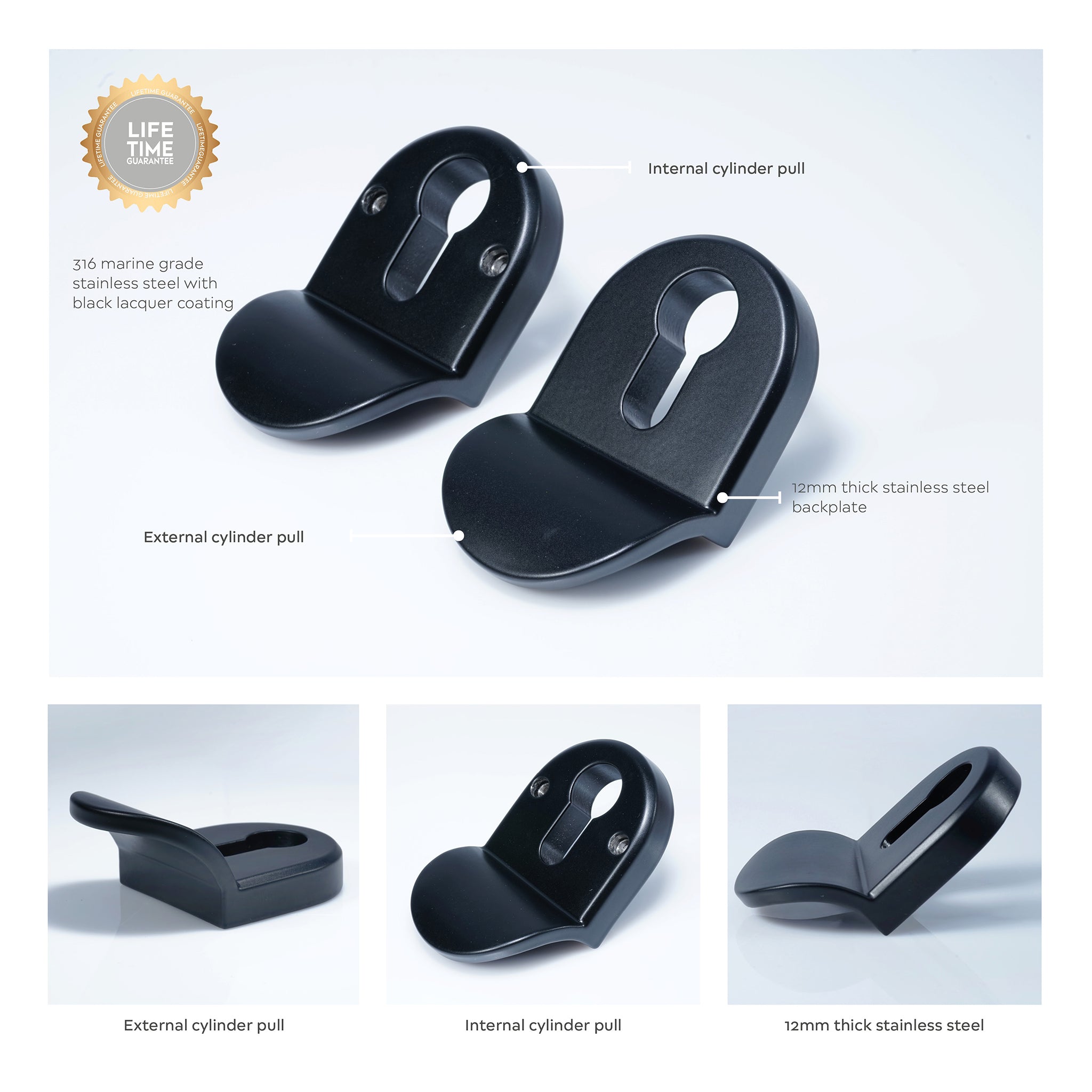 Contemporary Euro Cylinder Pull | Black