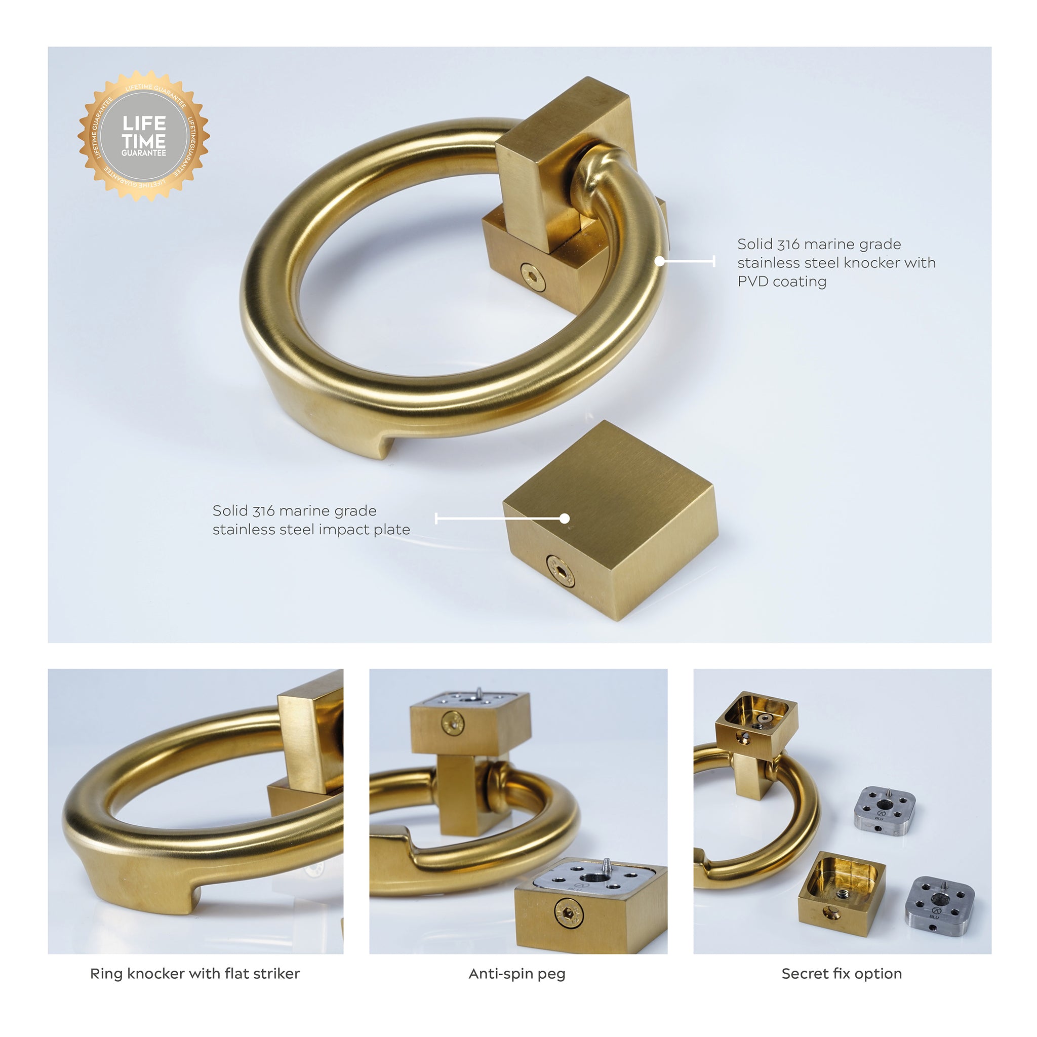 Ring Door Knocker | PVD Stainless Satin Brass