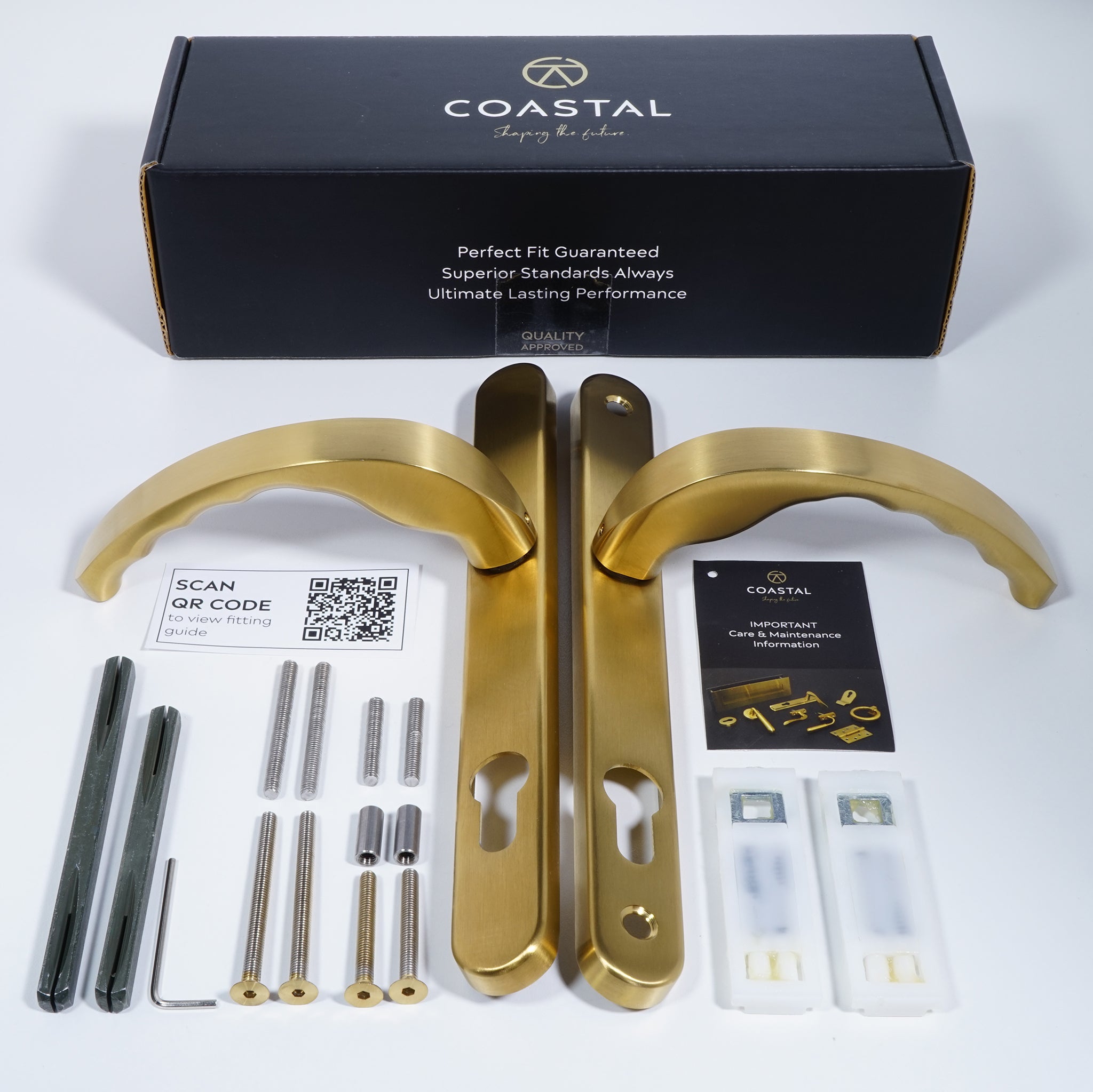 Ergonomic Door Handle | PVD Stainless Satin Brass