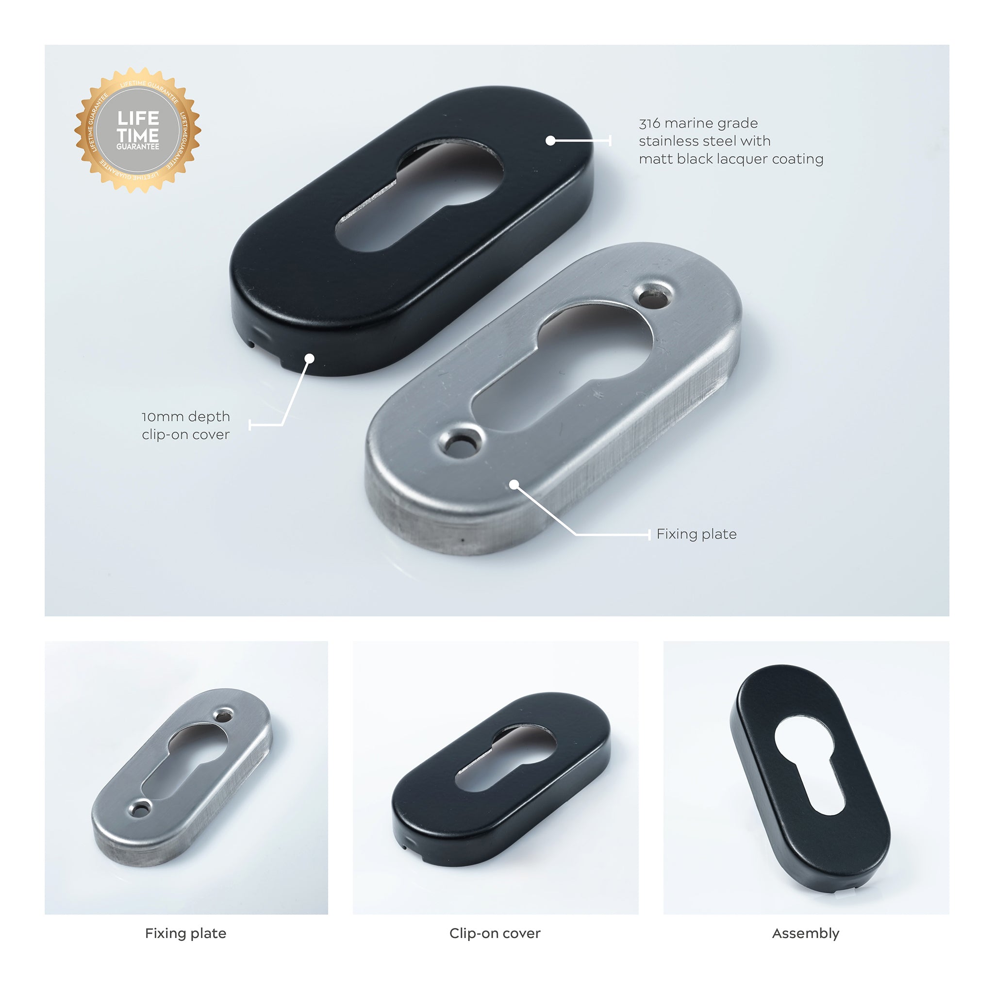 Oval Euro Profile Escutcheon | Black