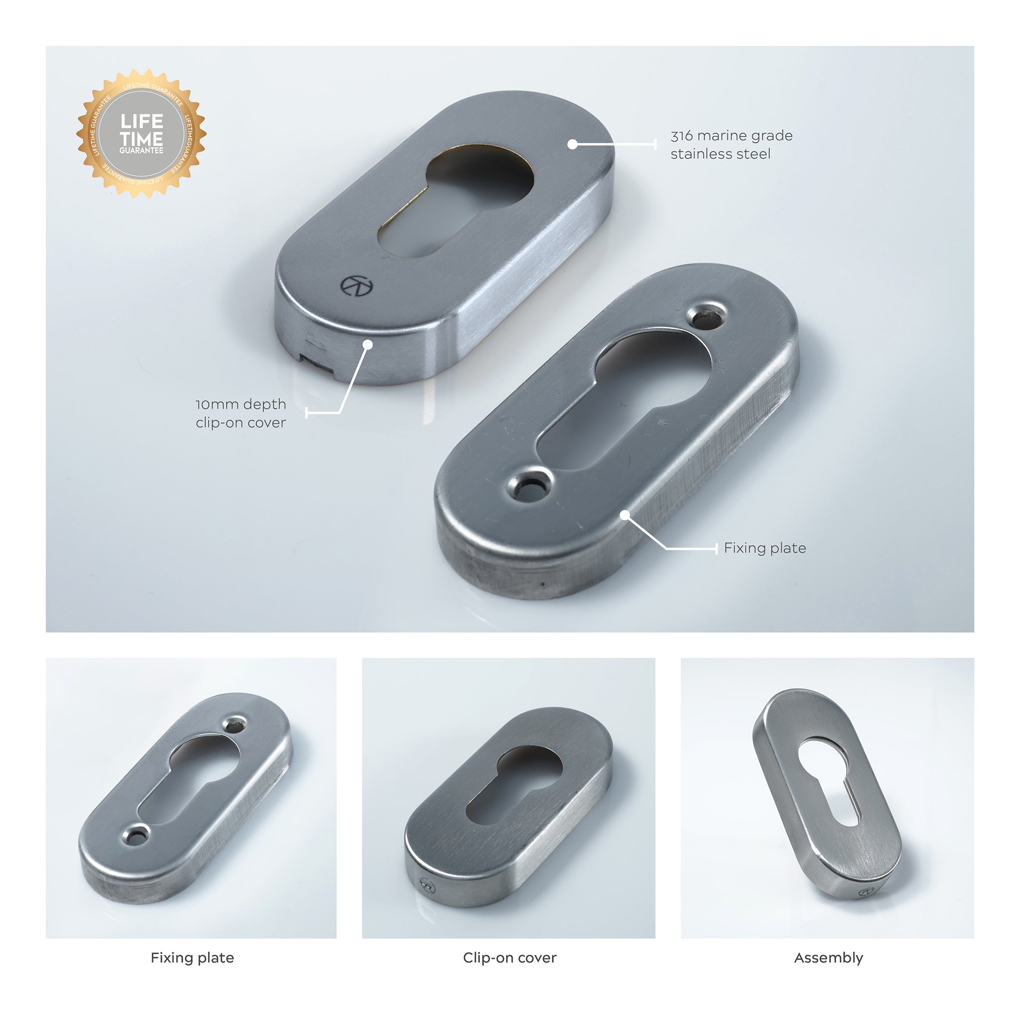 Oval Euro Profile Escutcheon | Satin Stainless Steel