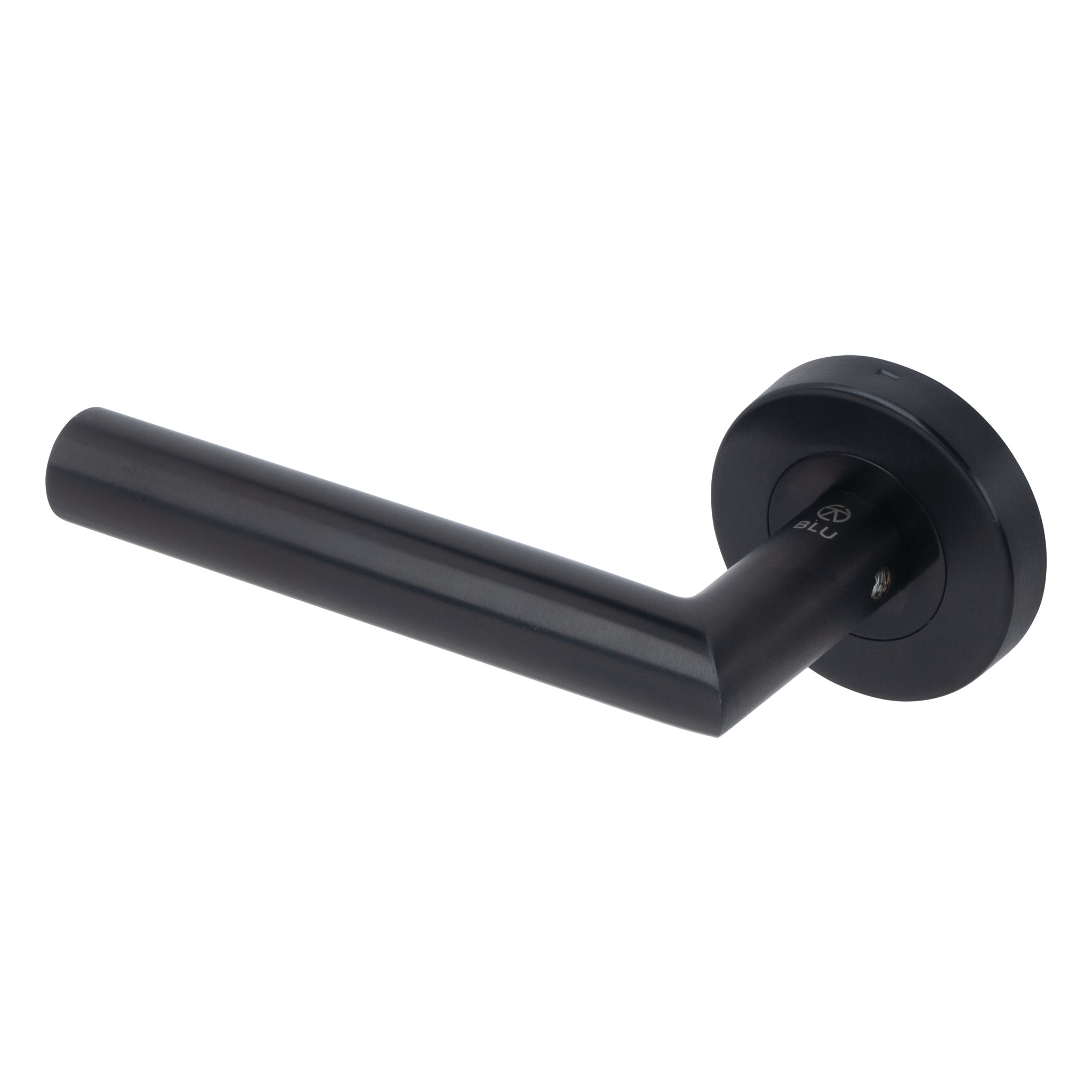 Mitre Lever Door Handle on Round Rose | Black