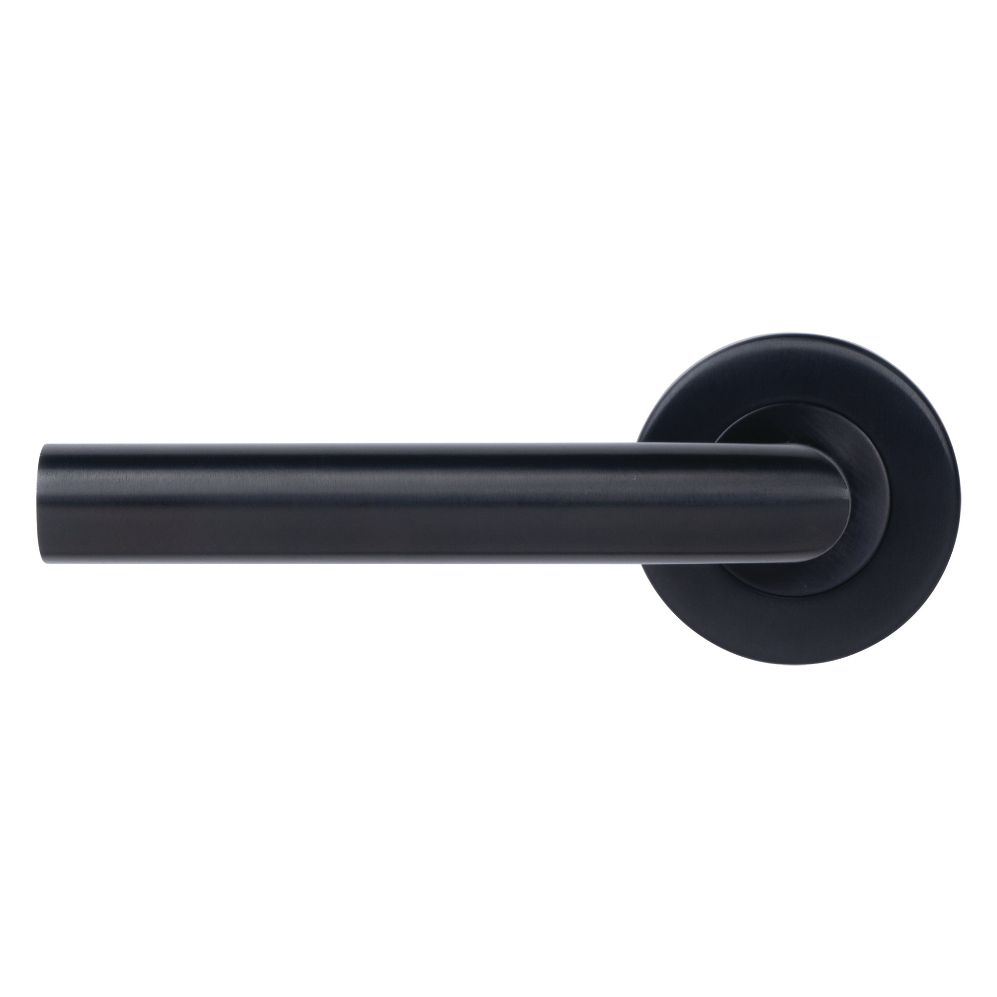 Mitre Lever Door Handle on Round Rose | Black