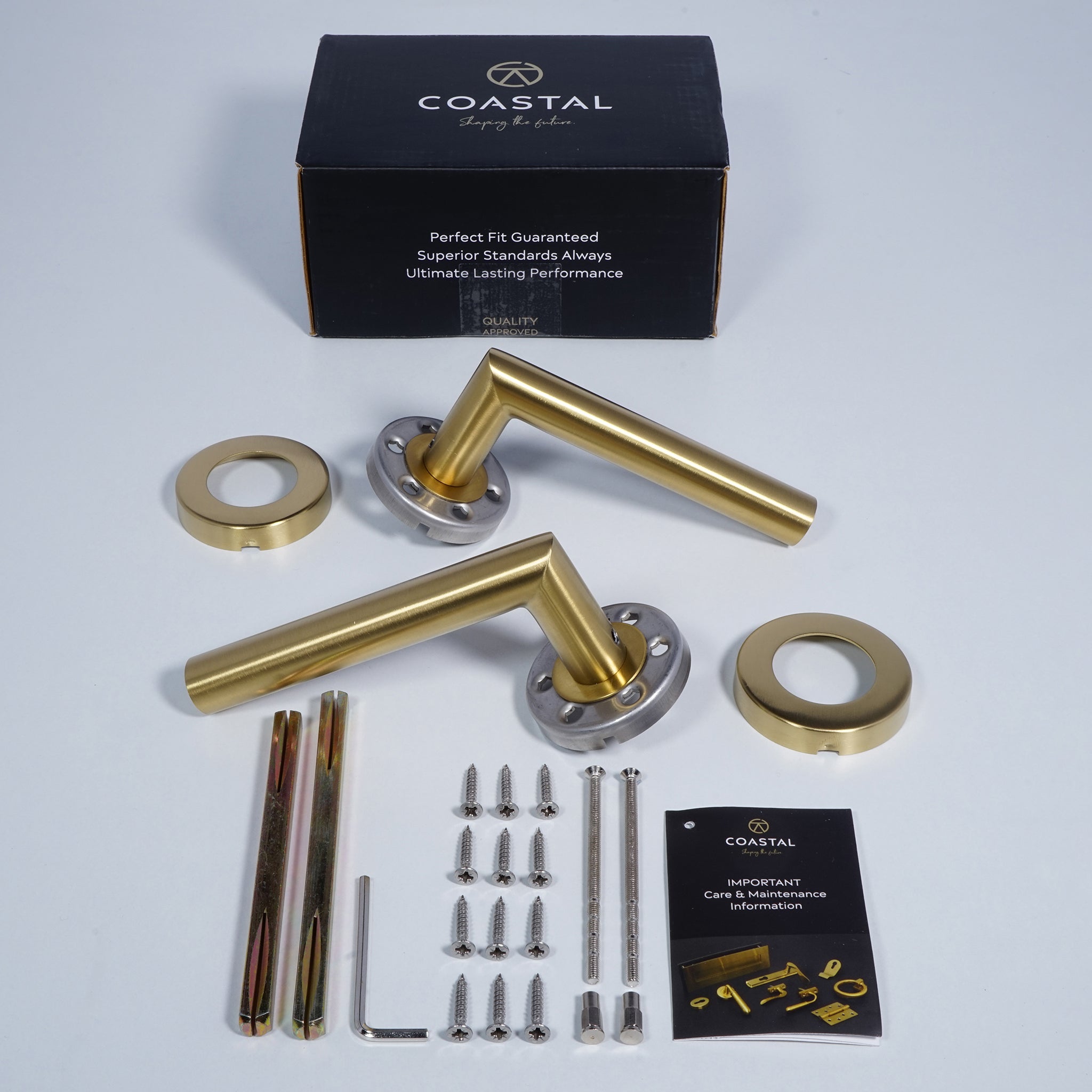 Mitre Lever Door Handle | PVD Stainless Satin Brass